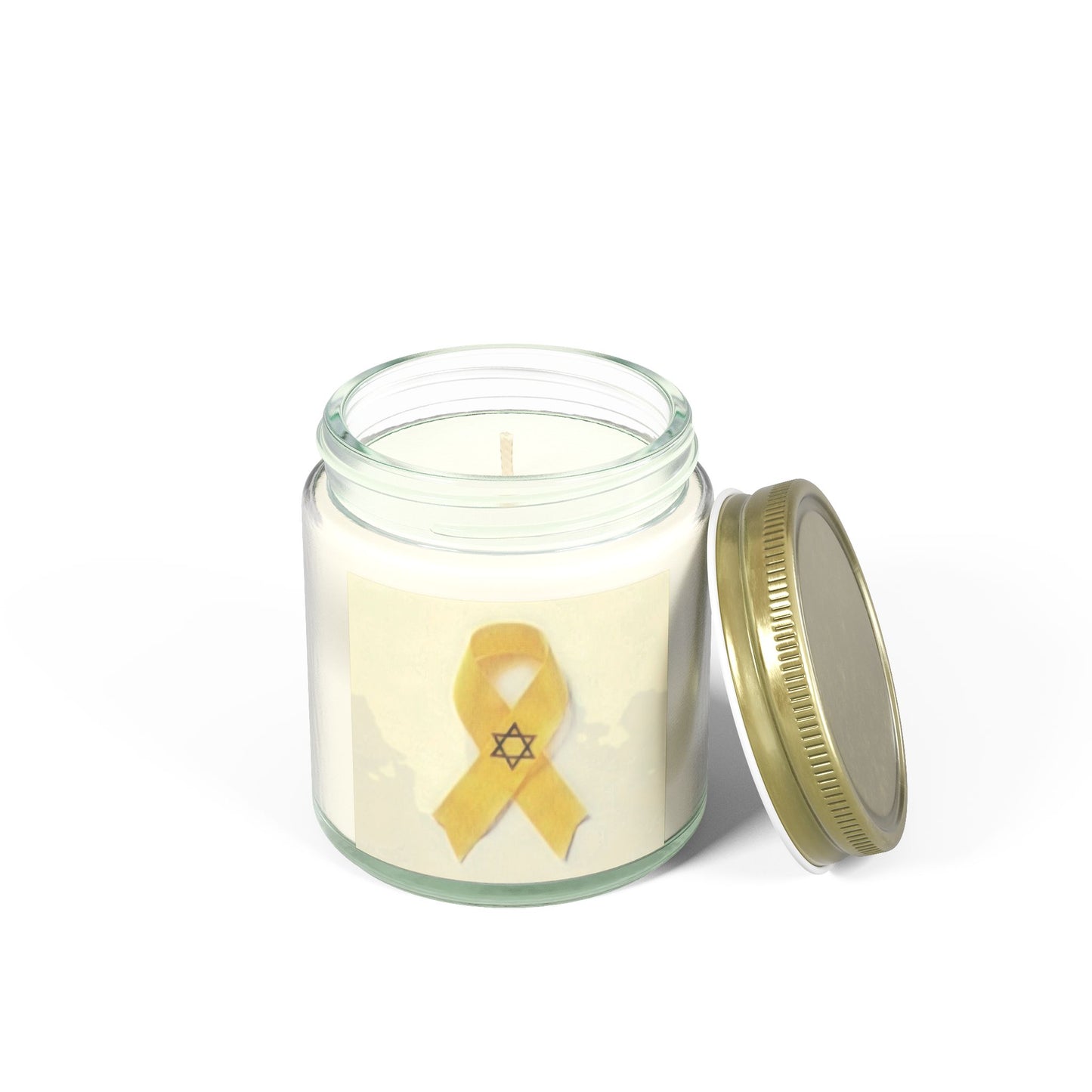 Scented Candles, Coconut Apricot Wax (4oz, 9oz) -- Yellow Awareness Ribbon Star of David Colored Pencil Art Print