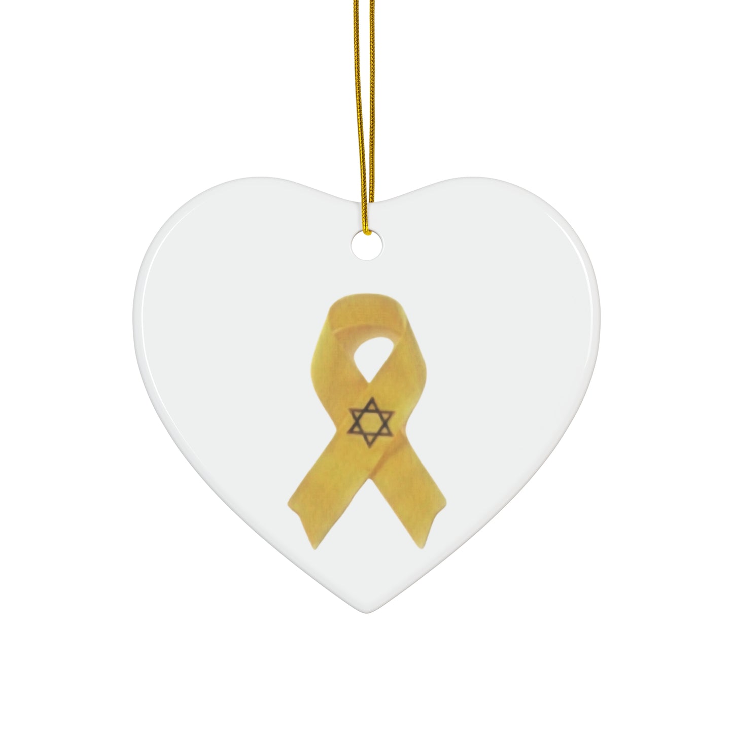 Ceramic Ornament - Yellow Awareness Ribbon with Magen David