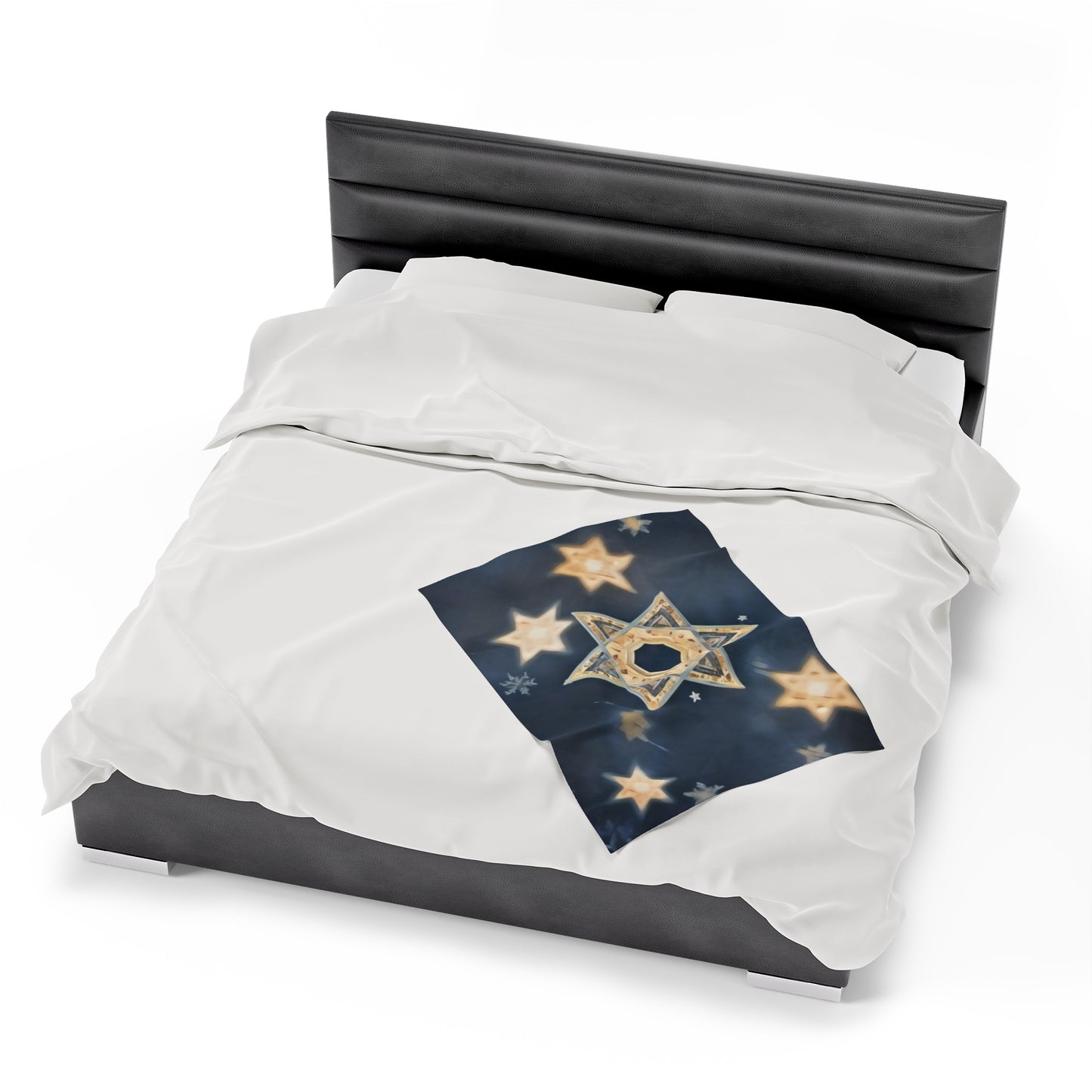 Plush Blanket - "Celestial Bloom" Cosmic Bloom Blue Lotus Galaxy Star of David Art Print