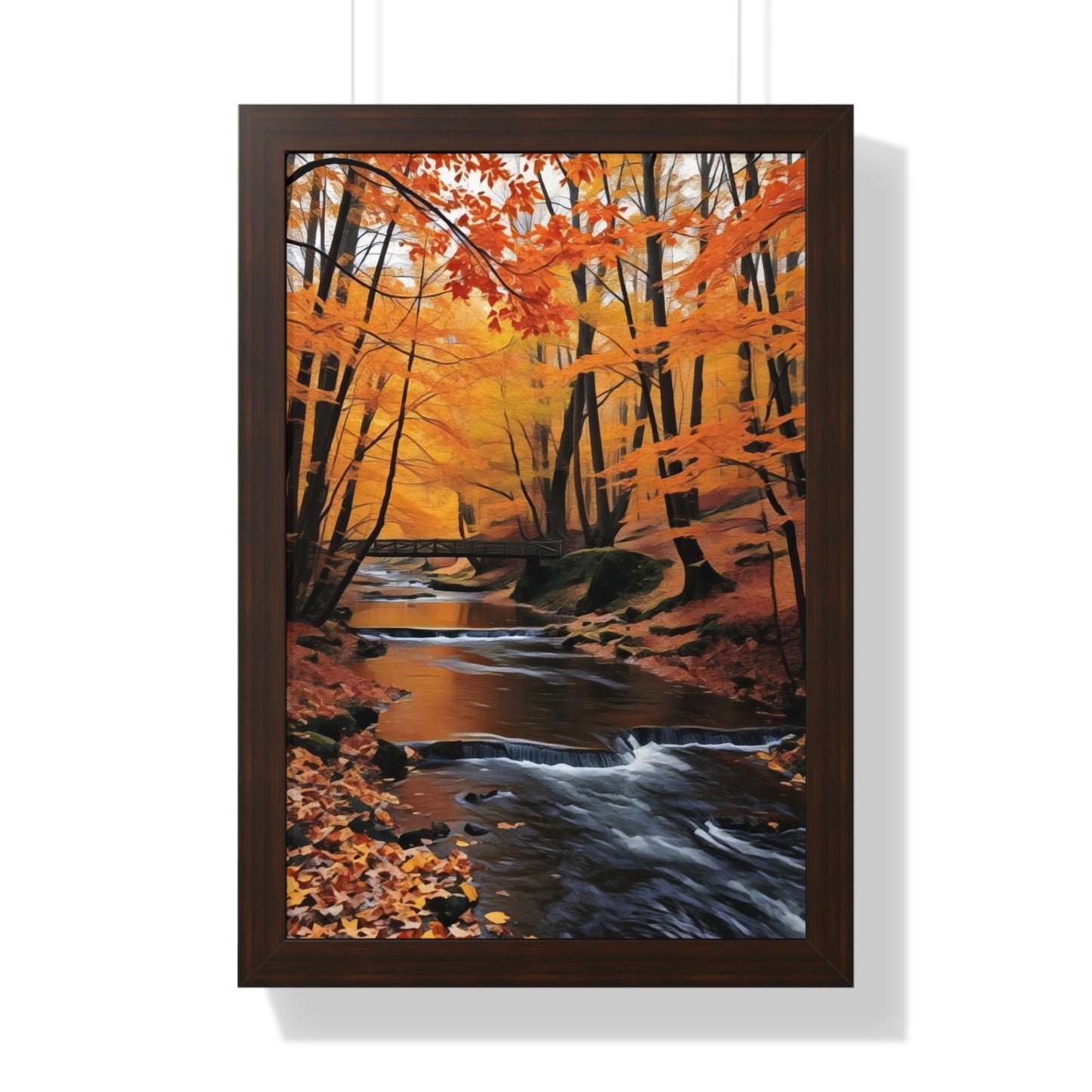 Artistic Framed Poster - Autumn Rocky Forest Waterfall, "Whispers of Autumn’s Flow" Chaia Malana