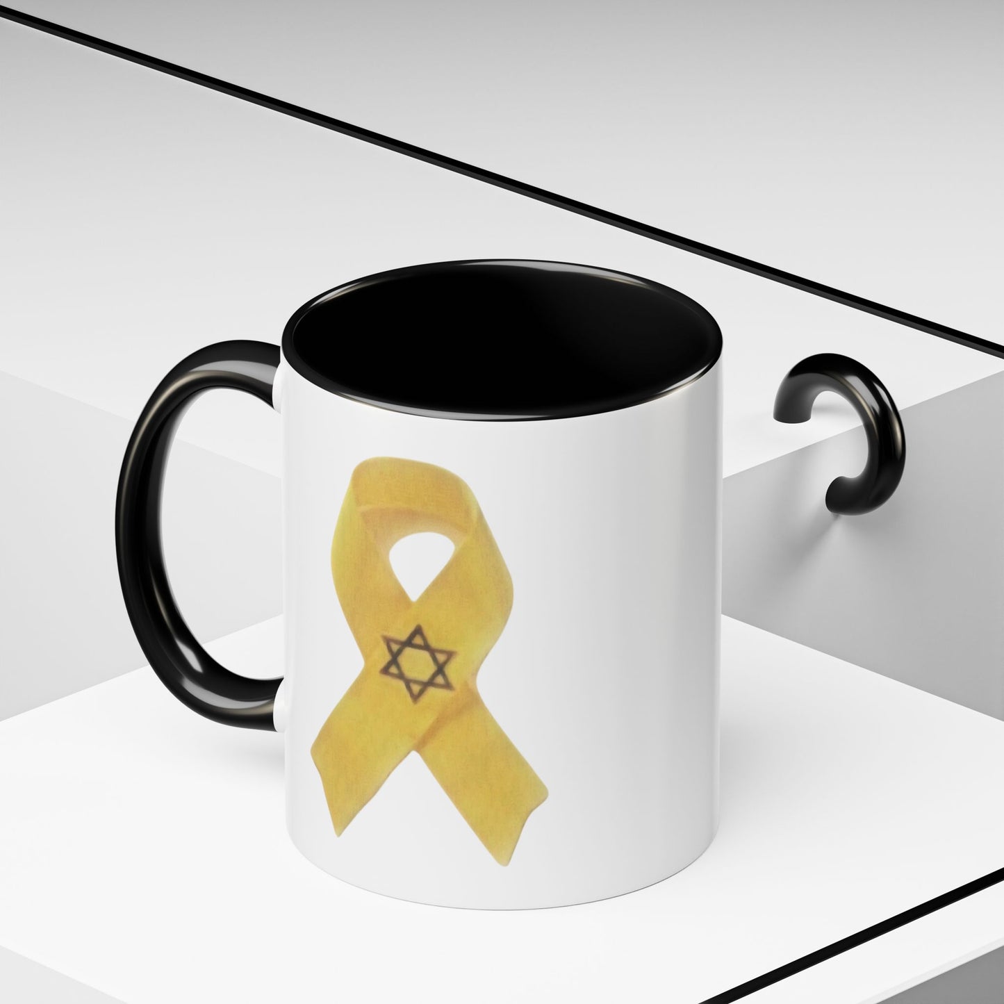 Mug - Unbroken Hope Yellow Ribbon Star of David Design by Chaia Malana Art