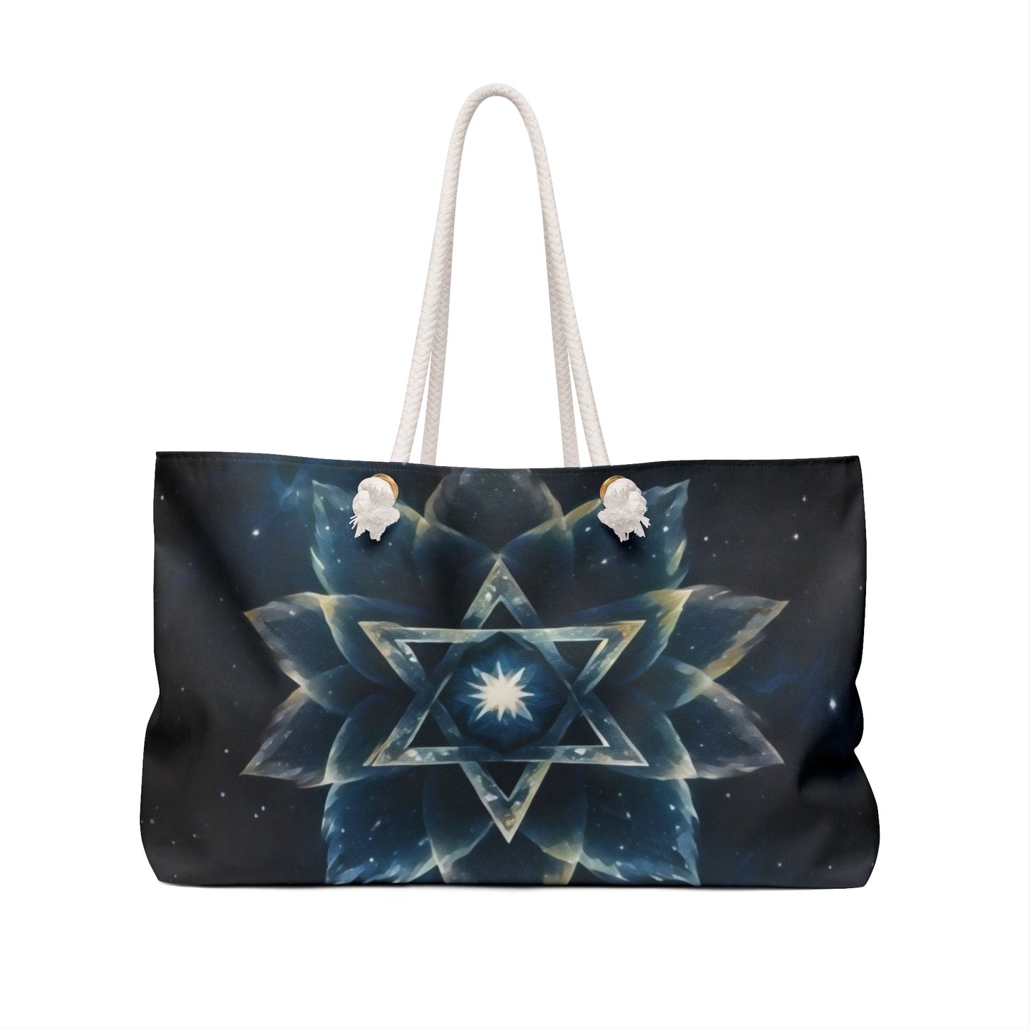 Weekender Bag - Jewish Star of David Blue Cosmic Lotus Design