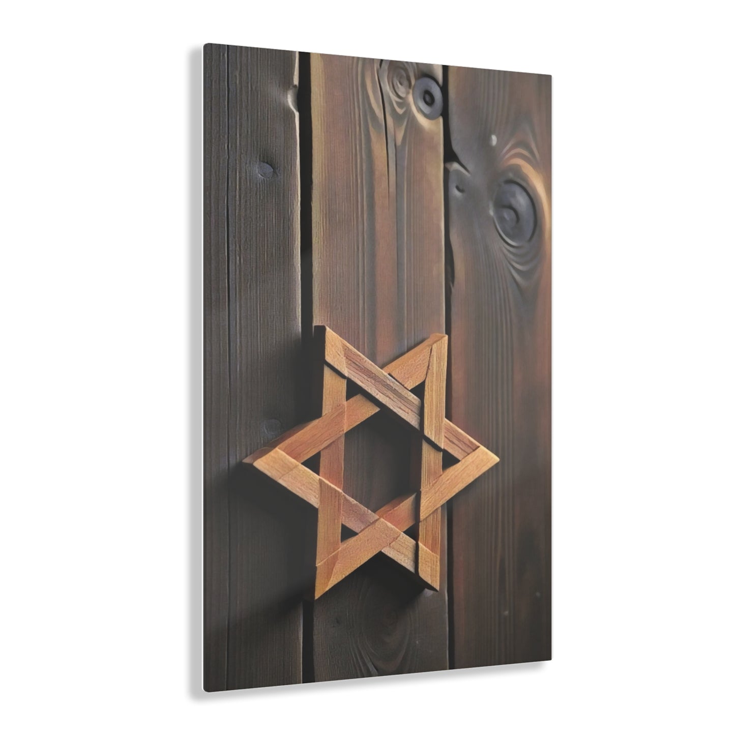 Acrylic Print - Wood Star of David on Wood Planks Art Decor