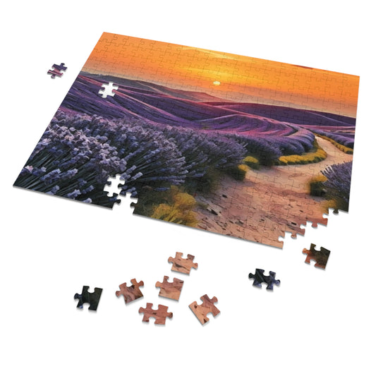 Jigsaw Puzzle - Path through Lilac Field and Sun Art