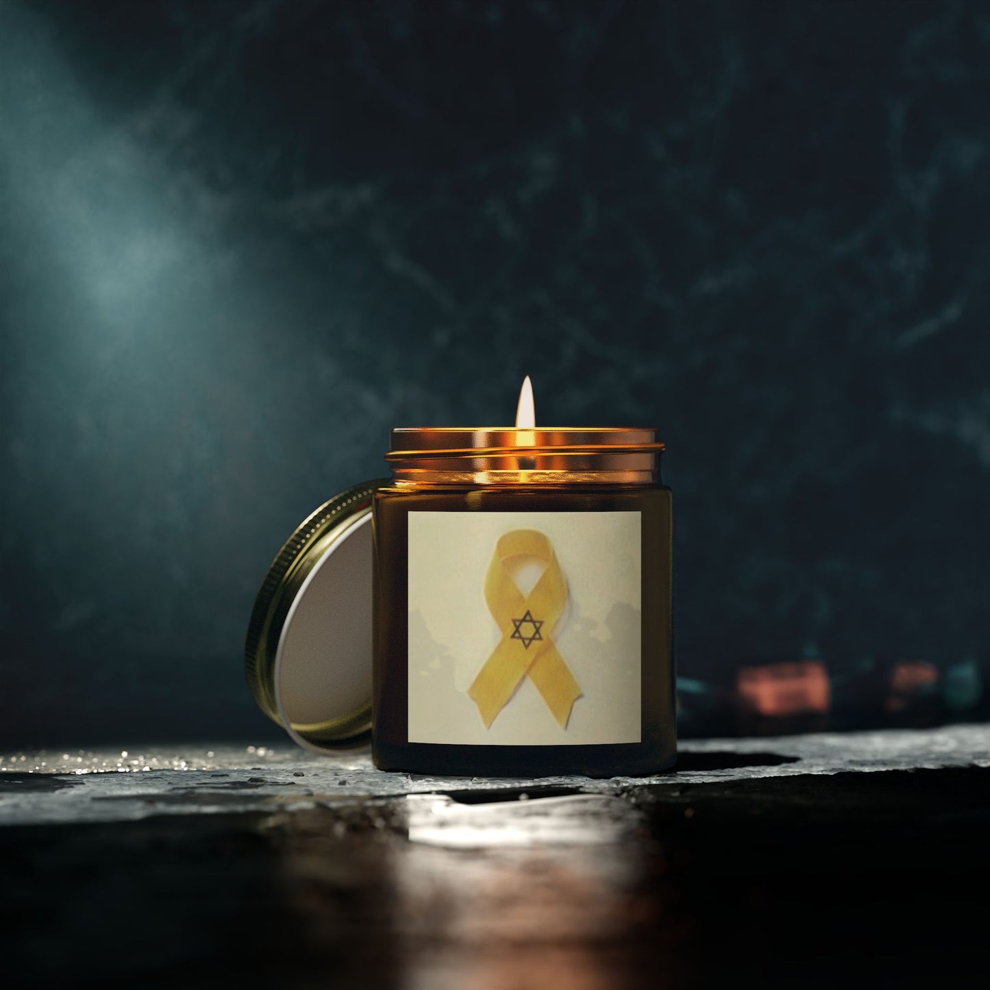 Scented Candles, Coconut Apricot Wax (4oz, 9oz) -- Yellow Awareness Ribbon Star of David Colored Pencil Art Print