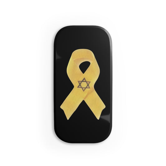 Phone Grip: Yellow Ribbon Hostage Support Design, Black