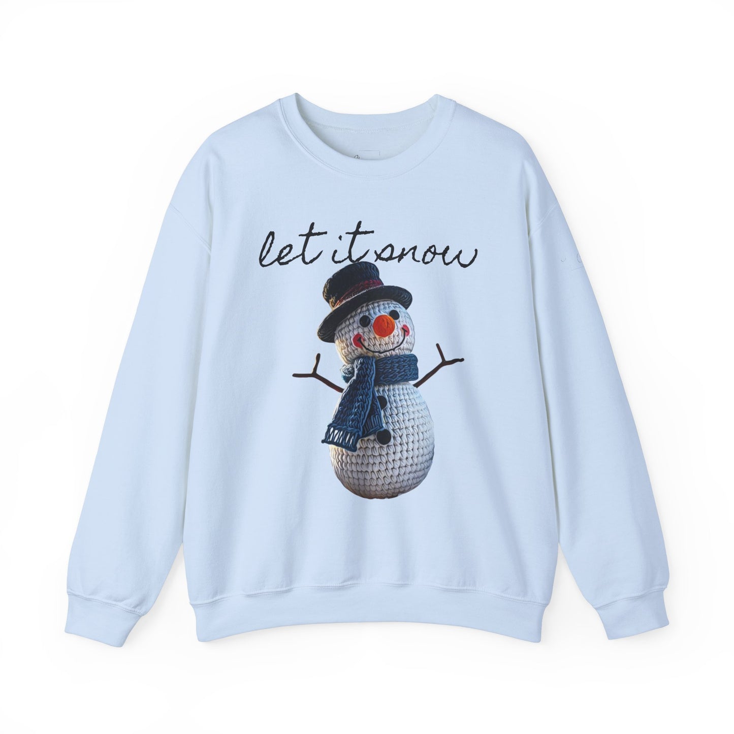 Unisex Heavy Blend™ Crewneck Sweatshirt  -- Cute Crochet Snowman Art Print "let it snow"