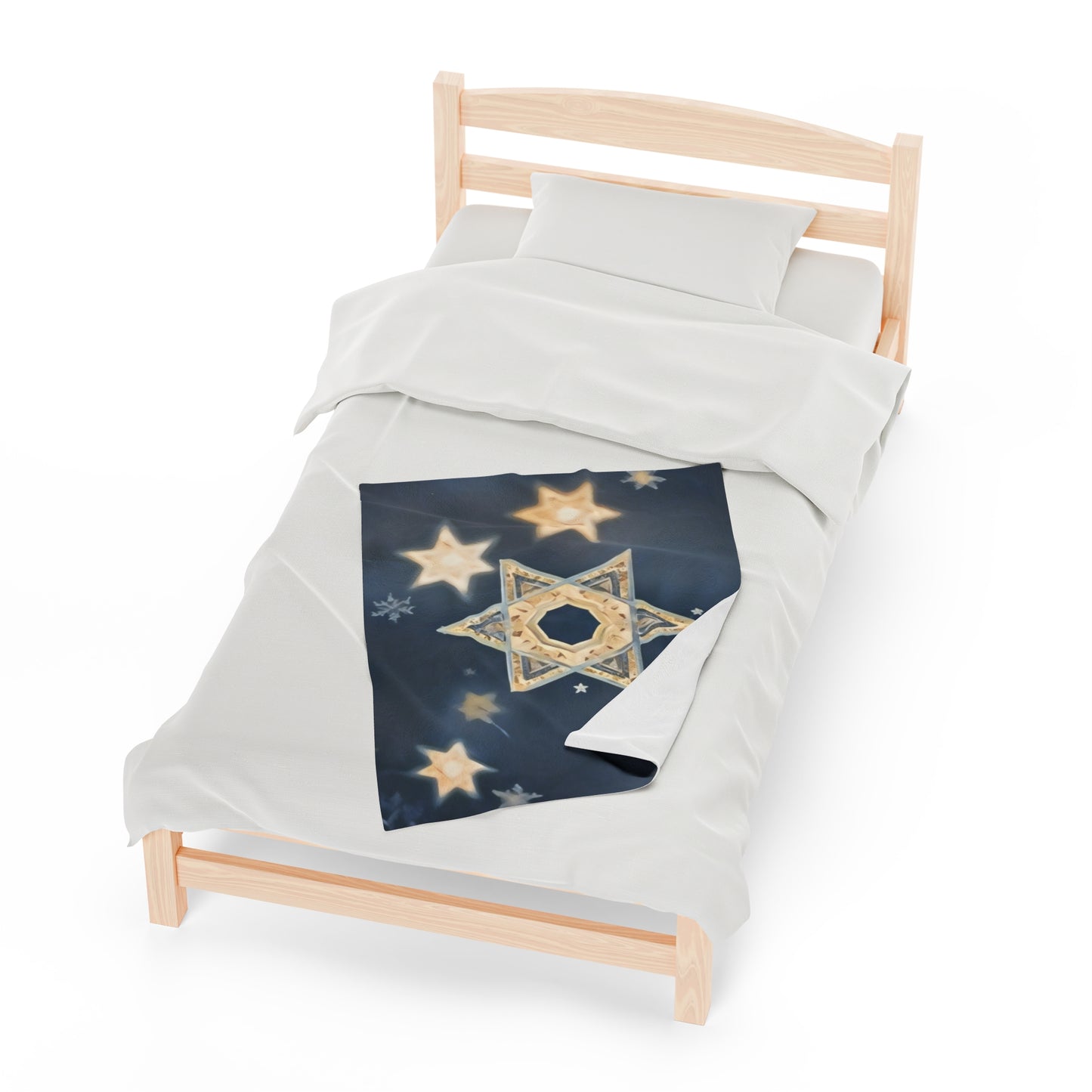 Plush Blanket - "Celestial Bloom" Cosmic Bloom Blue Lotus Galaxy Star of David Art Print