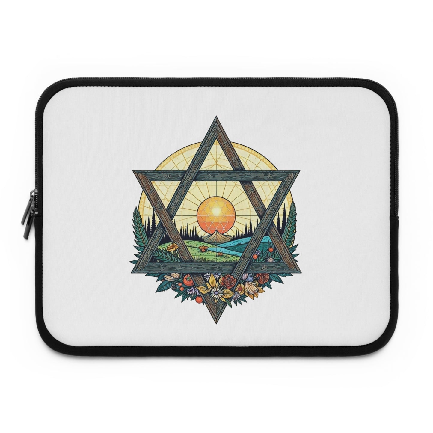 Laptop Sleeve with Weathered Wood Star of David Design