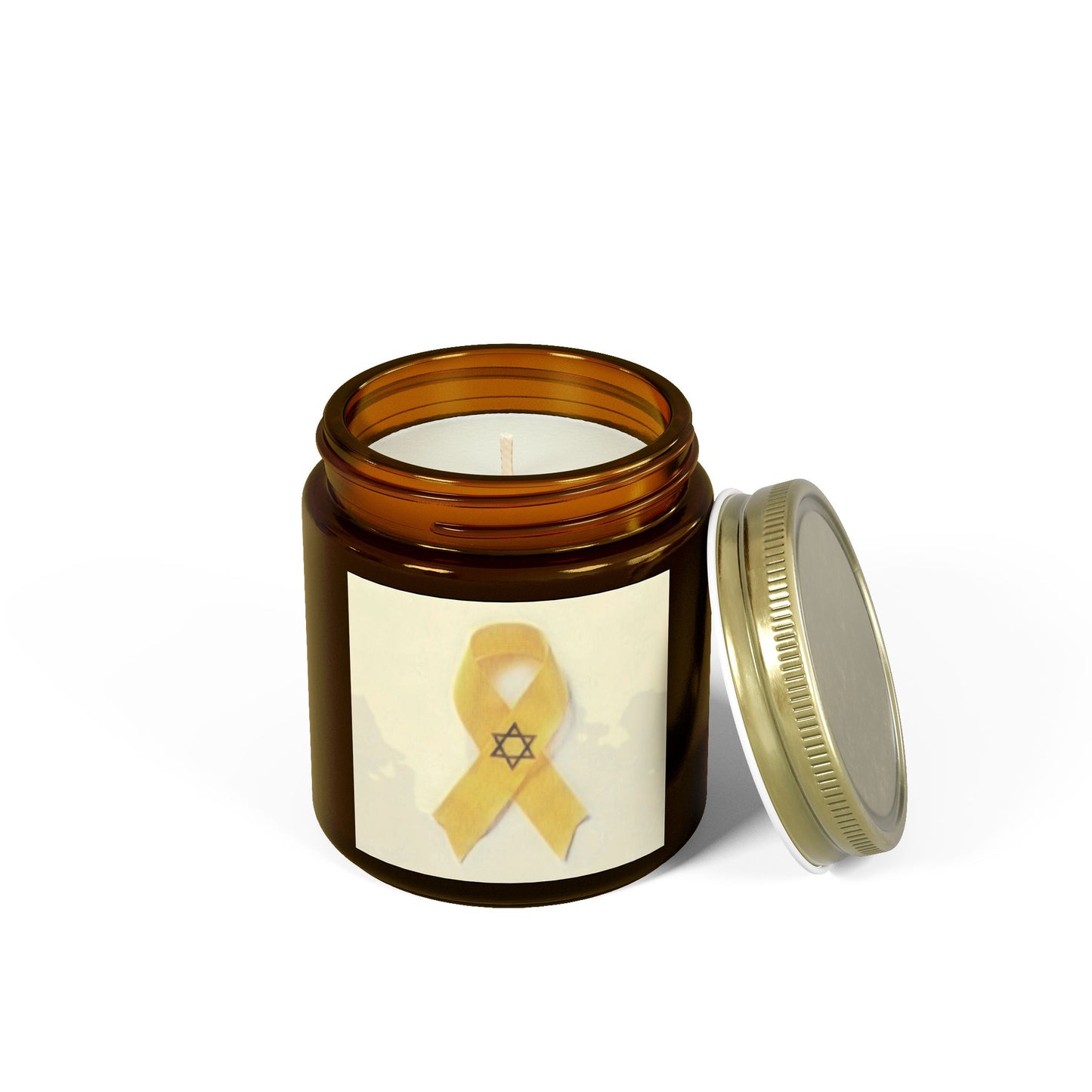 Scented Candles, Coconut Apricot Wax (4oz, 9oz) -- Yellow Awareness Ribbon Star of David Colored Pencil Art Print