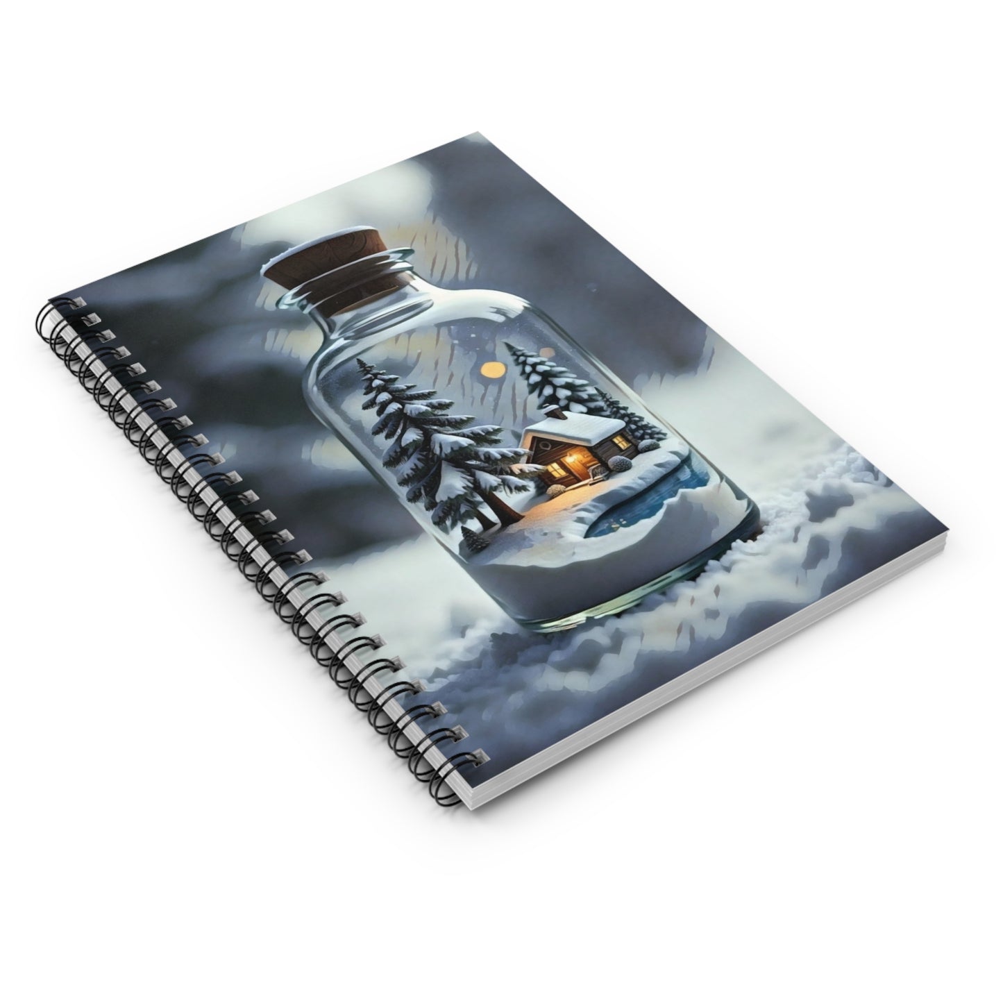 Spiral Notebook - Snowy Landscape in a Bottle Art Print, Ruled Line