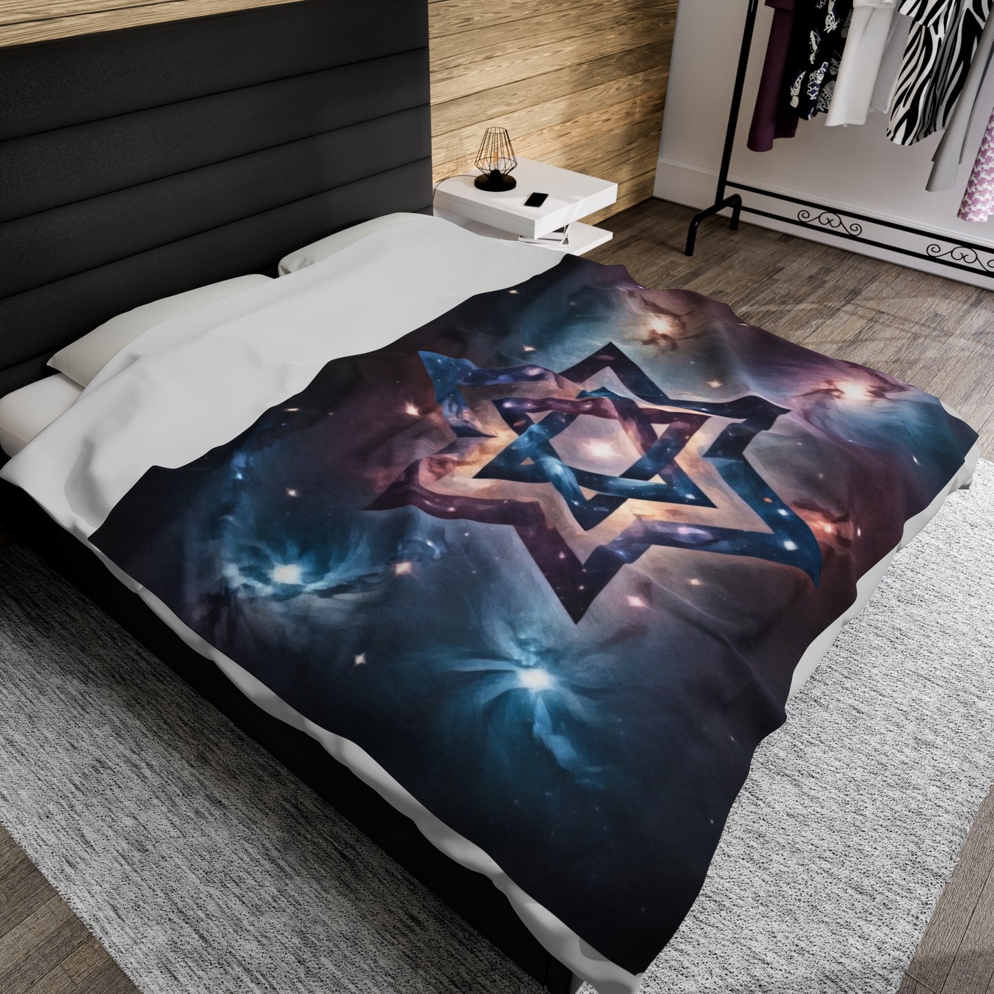 Velveteen Plush Blanket - "Cosmic Star of Unity" Art Print