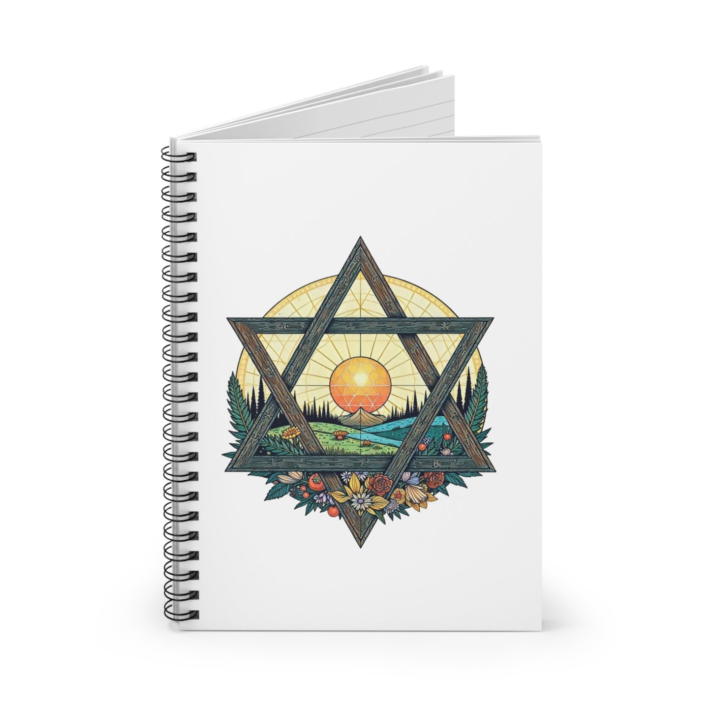 Spiral Notebook - Wood Star of David Landscape, Ruled Line