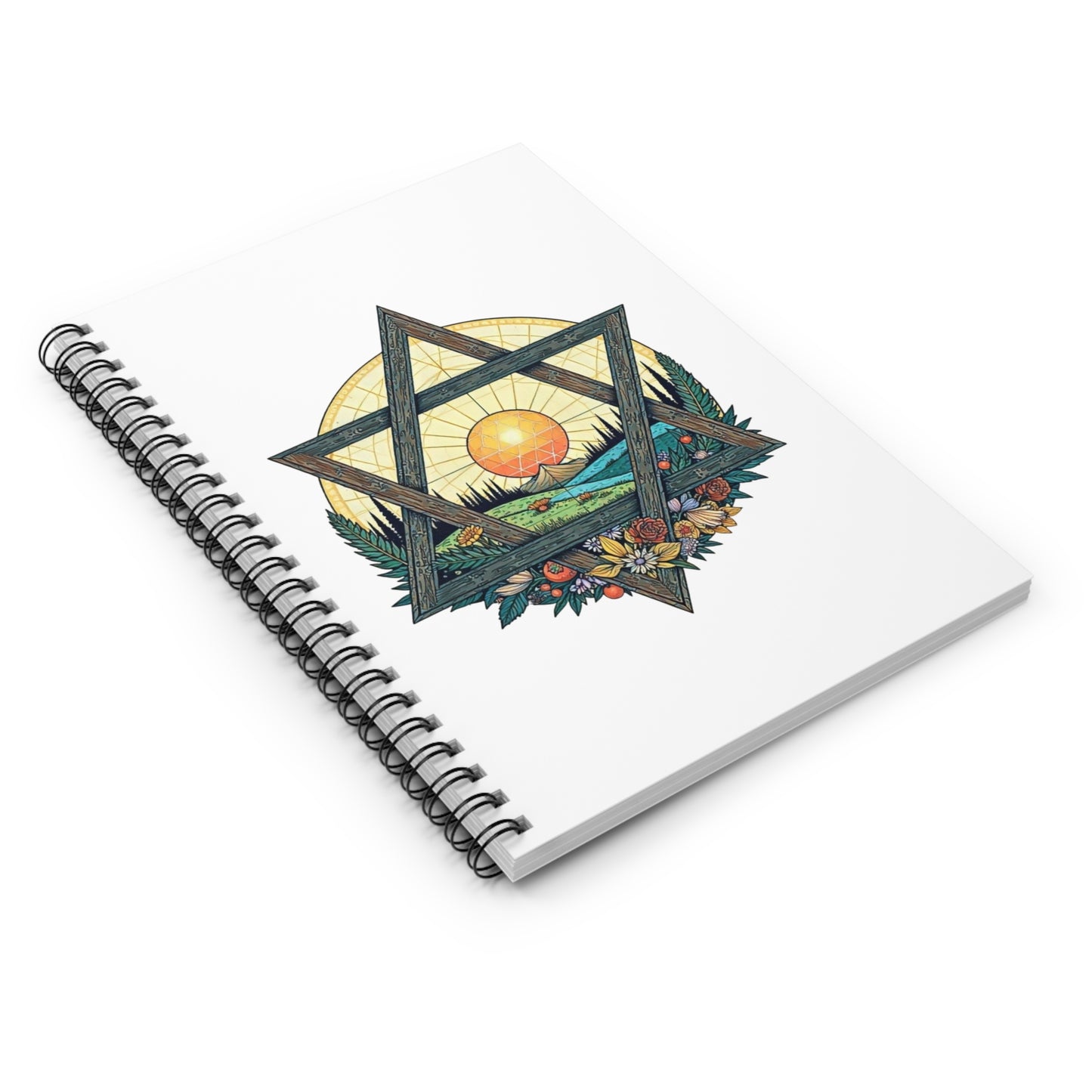 Spiral Notebook - Wood Star of David Landscape, Ruled Line