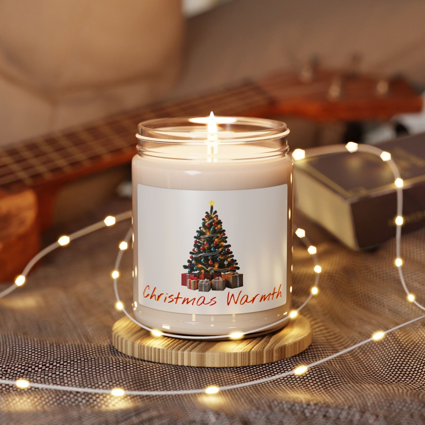 Scented Soy Candle, 9oz, Christmas Warmth Scent, Christmas Tree Art Print