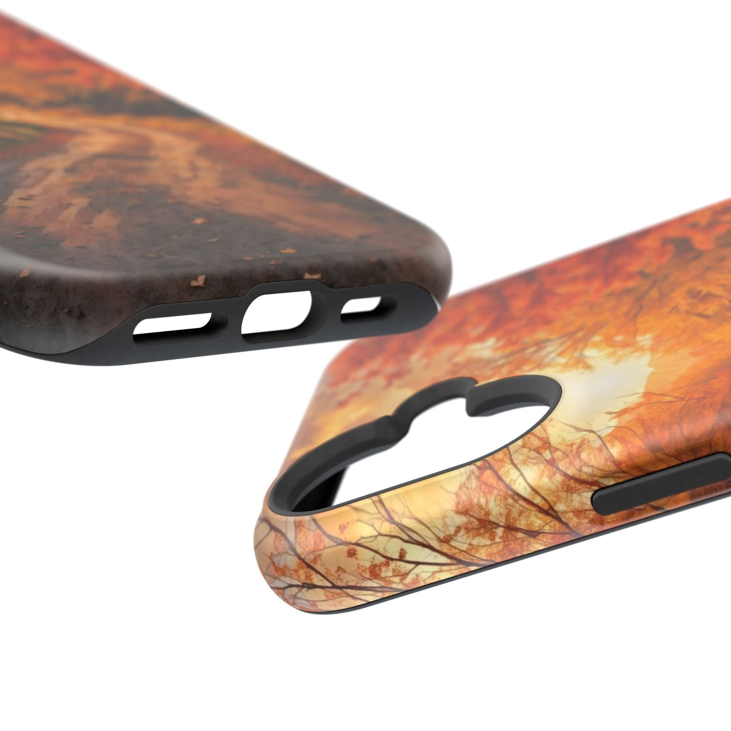 Phone Cases - Autumn Theme Painting of a Dirt Road with Trees and Wood Fence