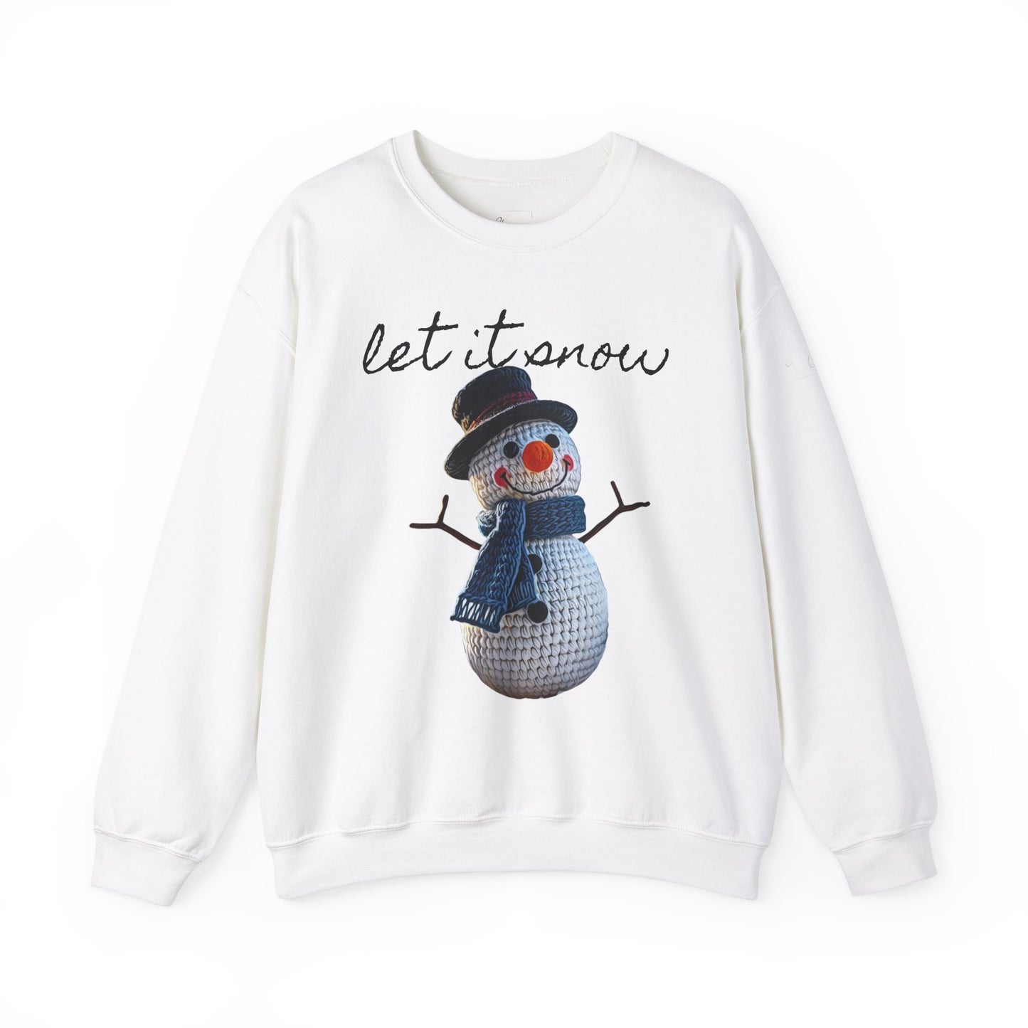 Unisex Heavy Blend™ Crewneck Sweatshirt  -- Cute Crochet Snowman Art Print "let it snow"