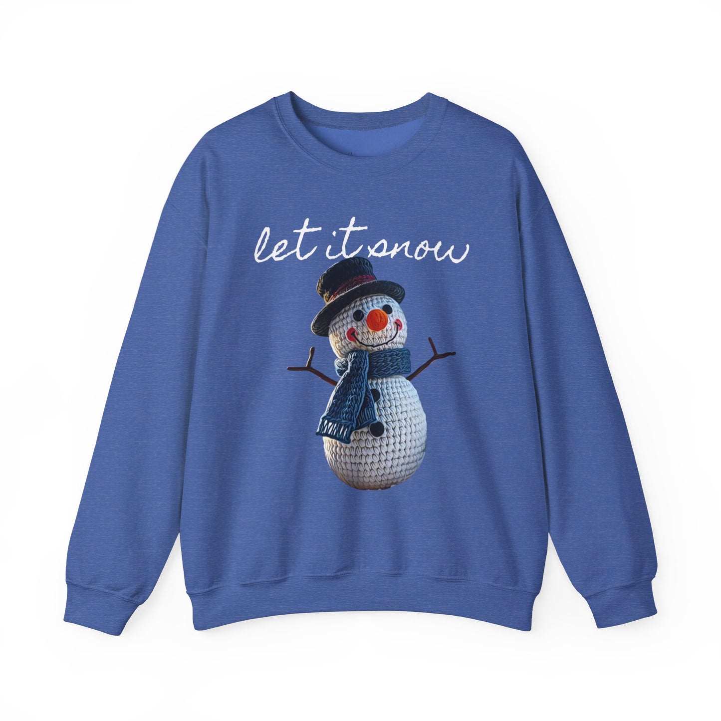 Unisex Heavy Blend™ Crewneck Sweatshirt  -- Cute Crochet Snowman Art Print "let it snow"