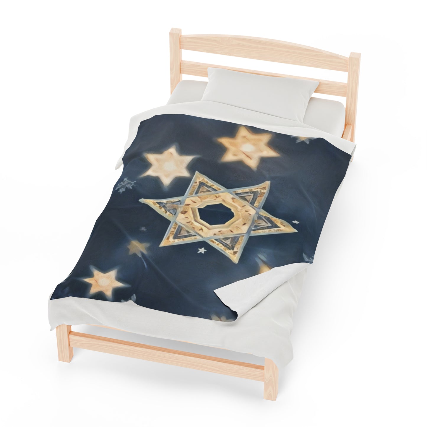 Plush Blanket - "Celestial Bloom" Cosmic Bloom Blue Lotus Galaxy Star of David Art Print