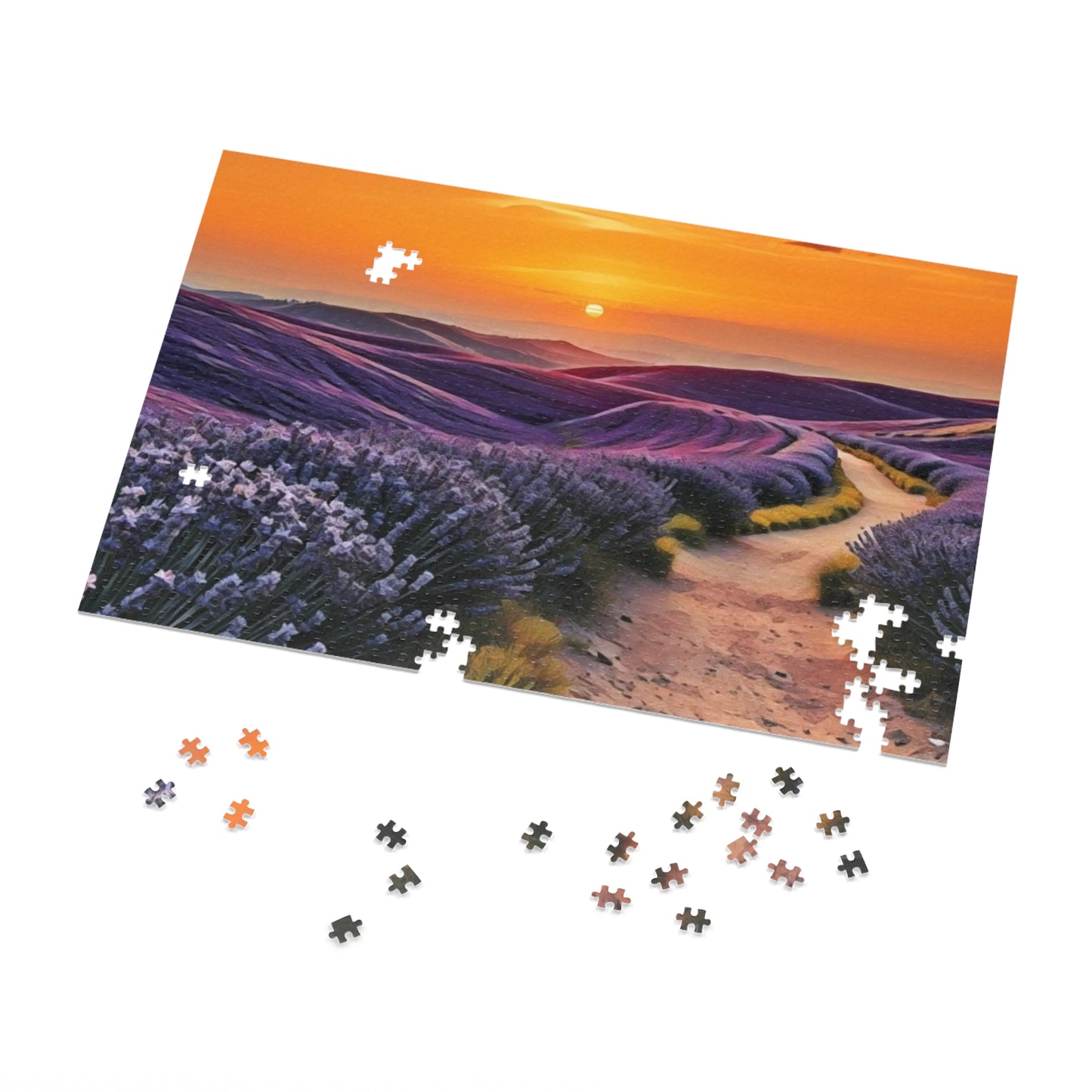 Jigsaw Puzzle - Path through Lilac Field and Sun Art