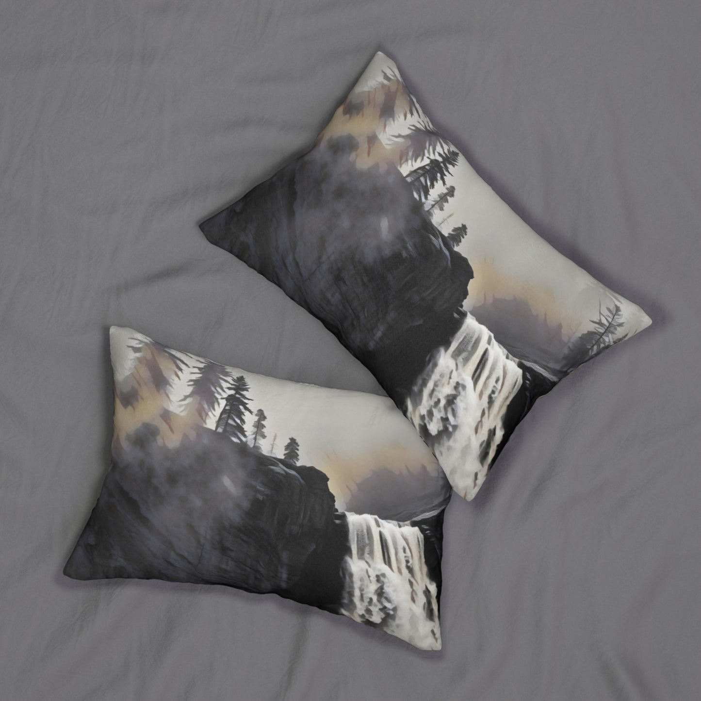 Lumbar Pillow - "Whispers of the Forgotten Falls" Art Print