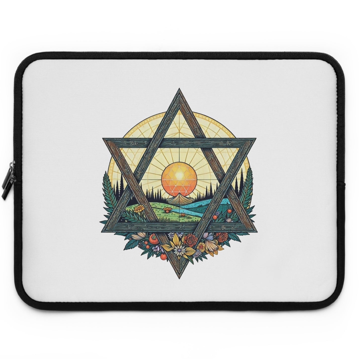 Laptop Sleeve with Weathered Wood Star of David Design