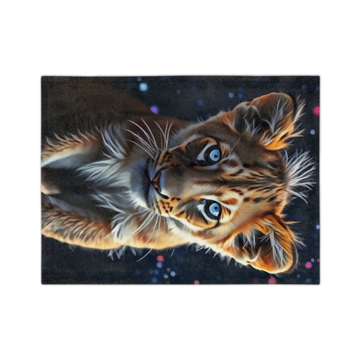 Velveteen Microfiber Blanket - Celestial Lion Cub Art Print