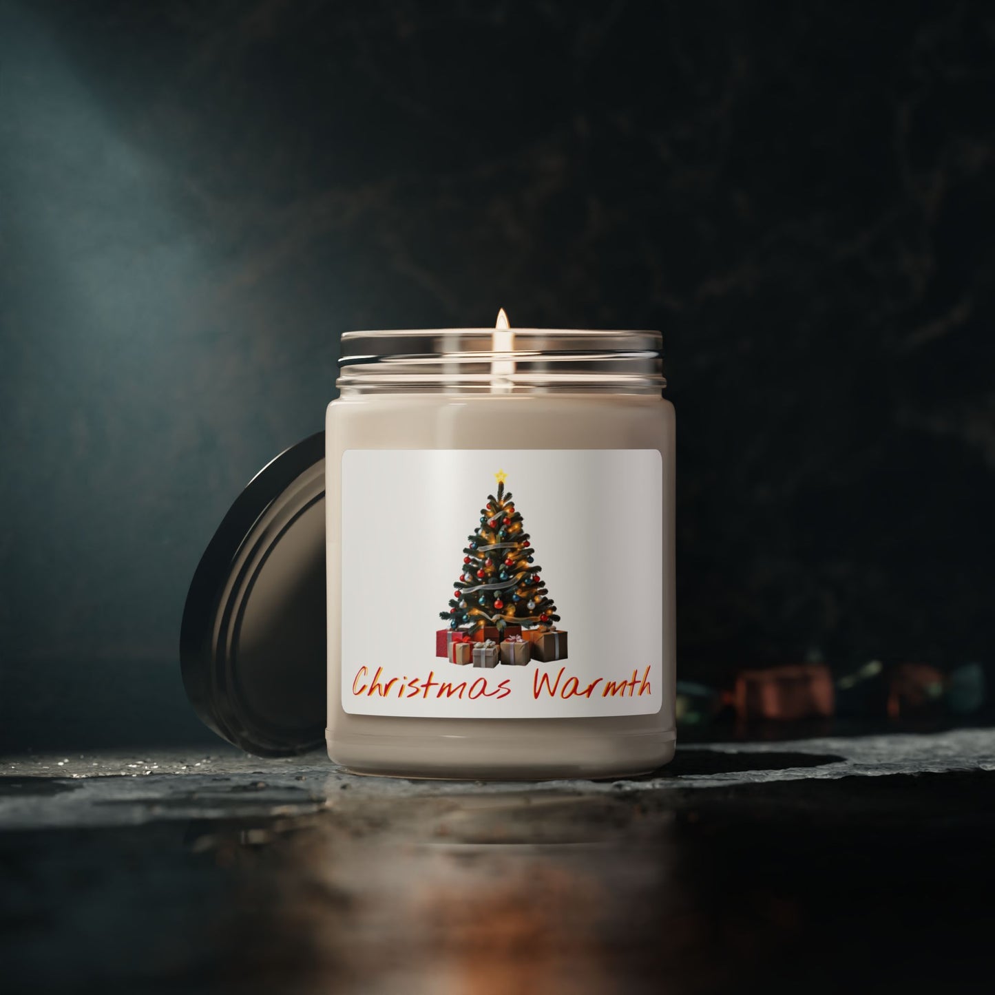 Scented Soy Candle, 9oz, Christmas Warmth Scent, Christmas Tree Art Print