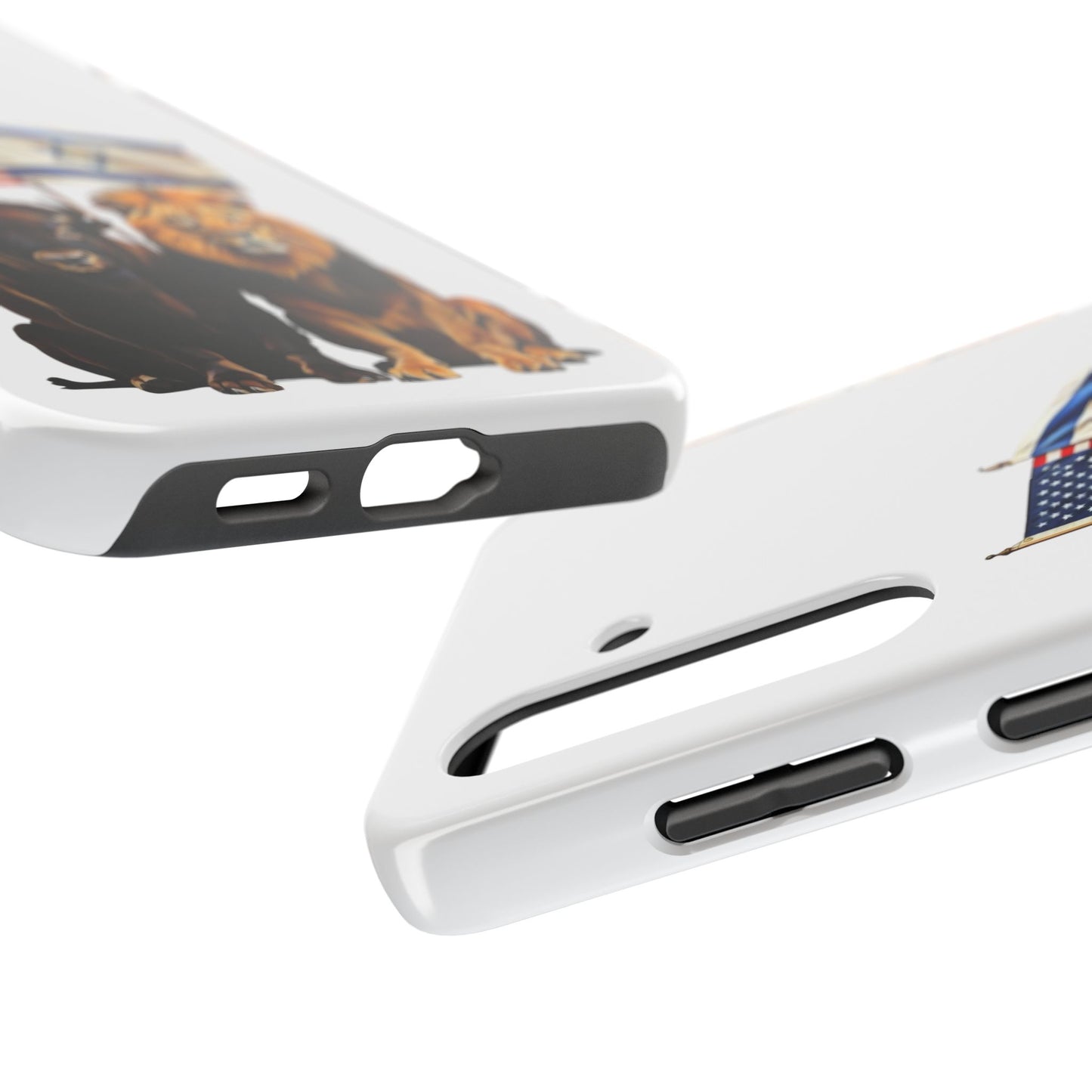 Phone Case - "Unity of Strength" American Bison and Lion with Israeli and American Flags Art by Chaia Malana