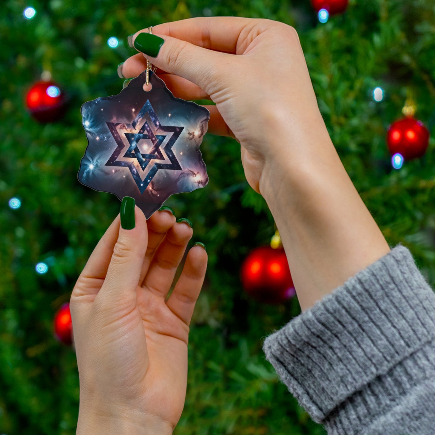 Ceramic Ornament - Star of David "Cosmic Star of Unity" Art Print