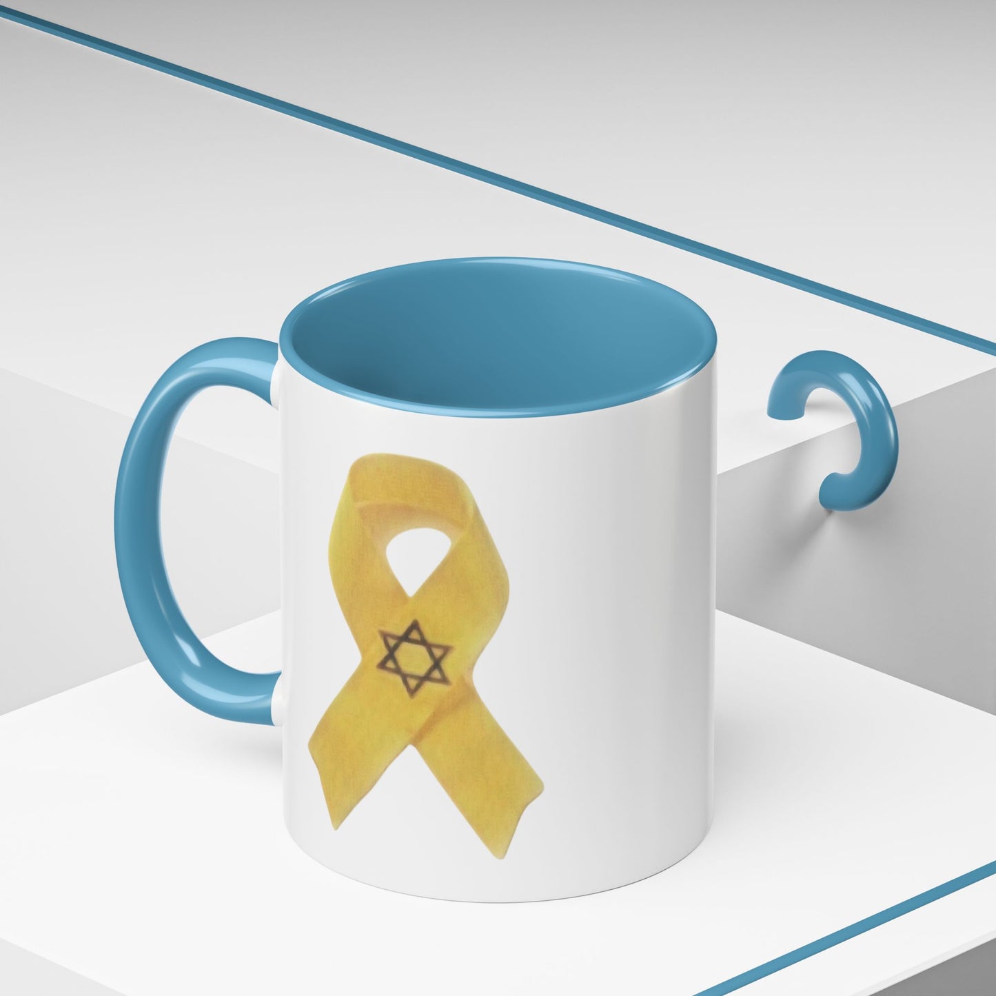 Mug - Unbroken Hope Yellow Ribbon Star of David Design by Chaia Malana Art