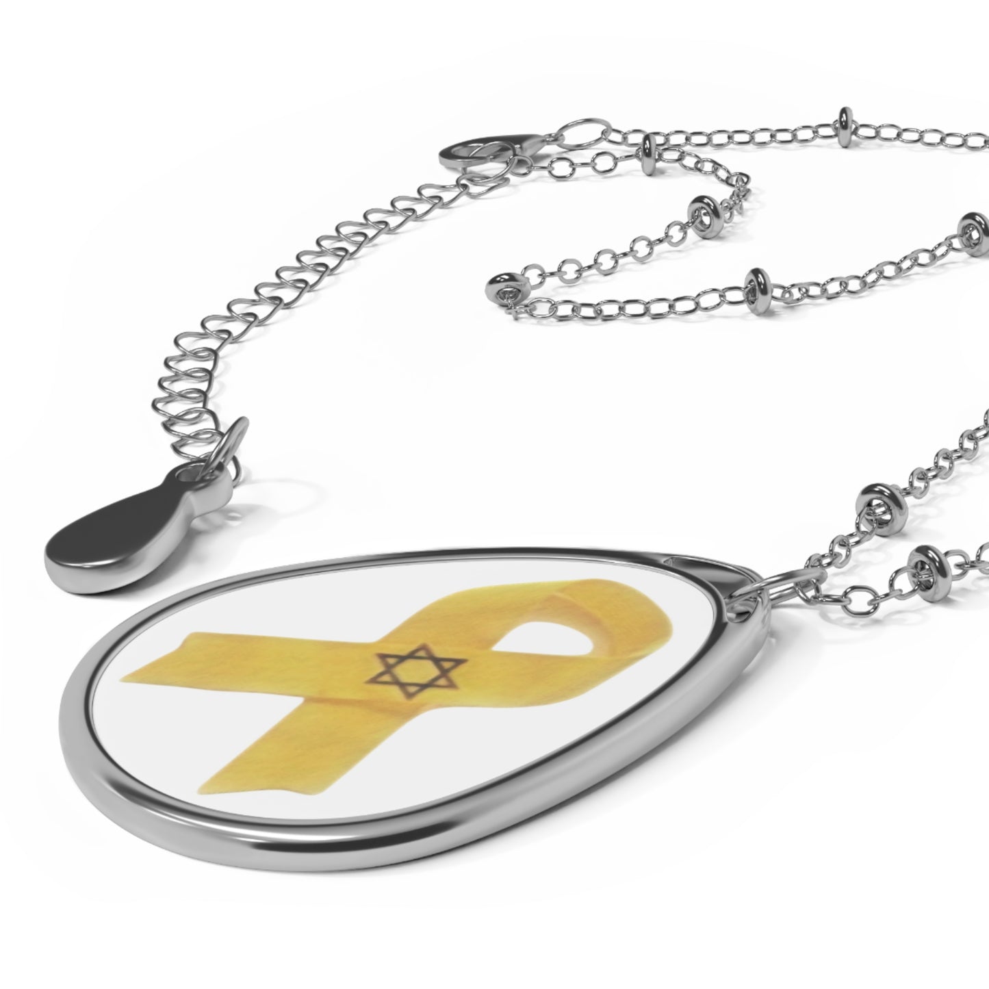 Bring Them Home Now Yellow Ribbon Personalized Pendant Oval Necklace