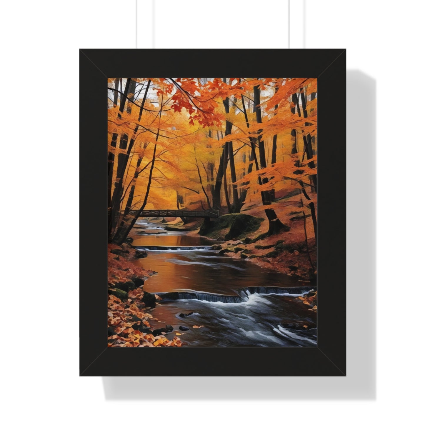 Artistic Framed Poster - Autumn Rocky Forest Waterfall, "Whispers of Autumn’s Flow" Chaia Malana