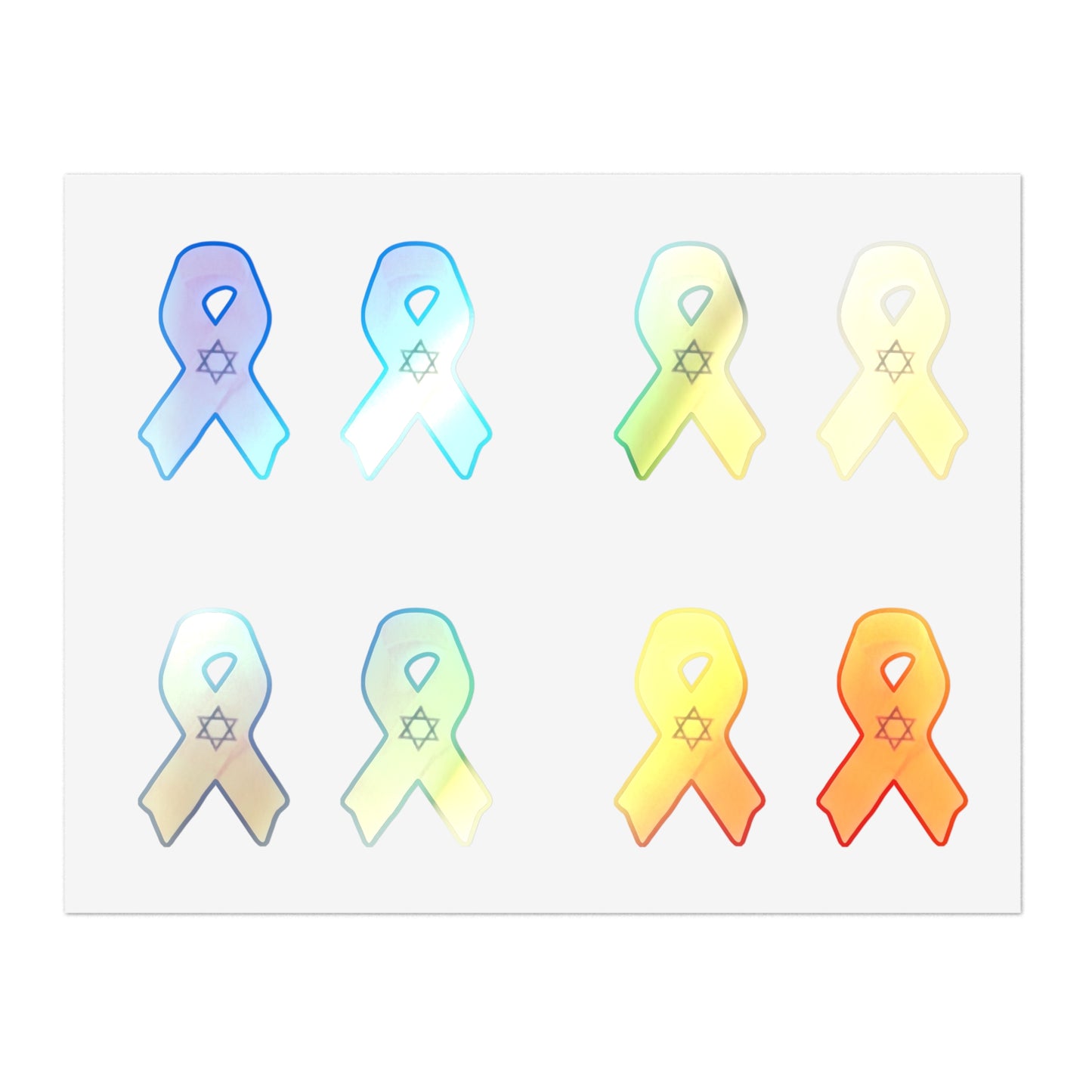 Sticker Sheets - Yellow Awareness Ribbon with Star of David Colored Pencil Art Print