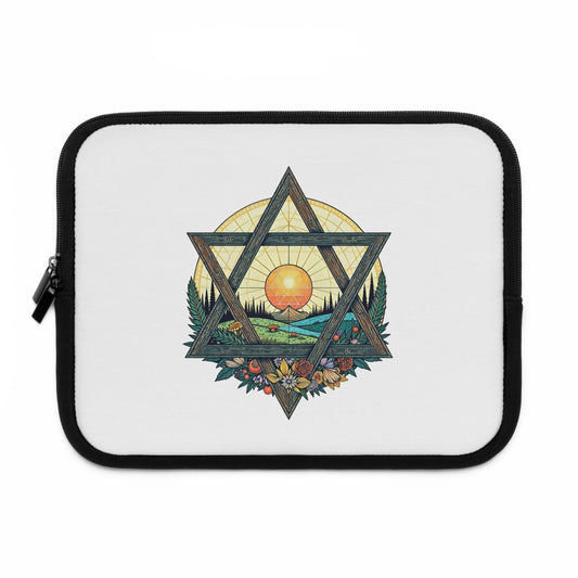 Laptop Sleeve with Weathered Wood Star of David Design