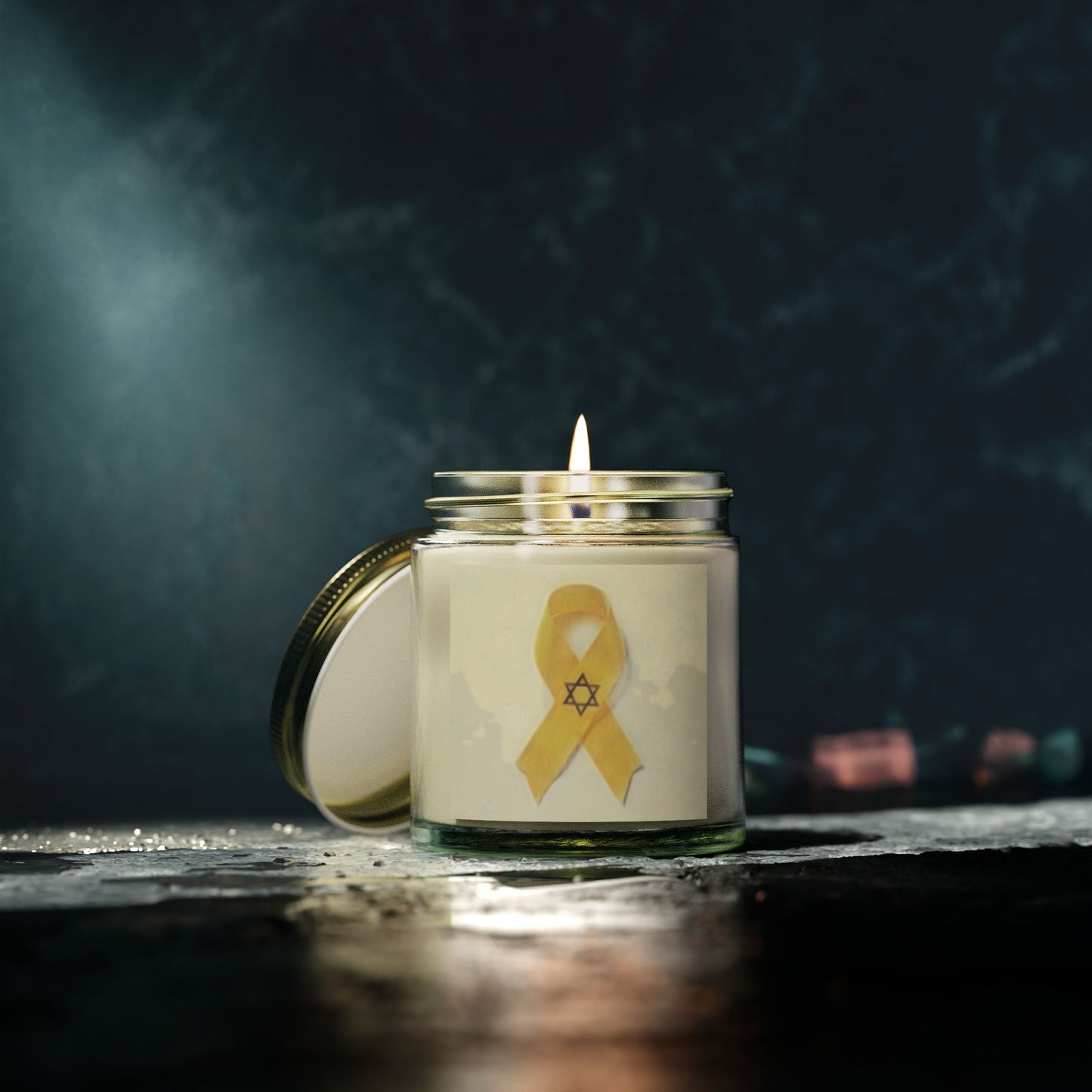 Scented Candles, Coconut Apricot Wax (4oz, 9oz) -- Yellow Awareness Ribbon Star of David Colored Pencil Art Print