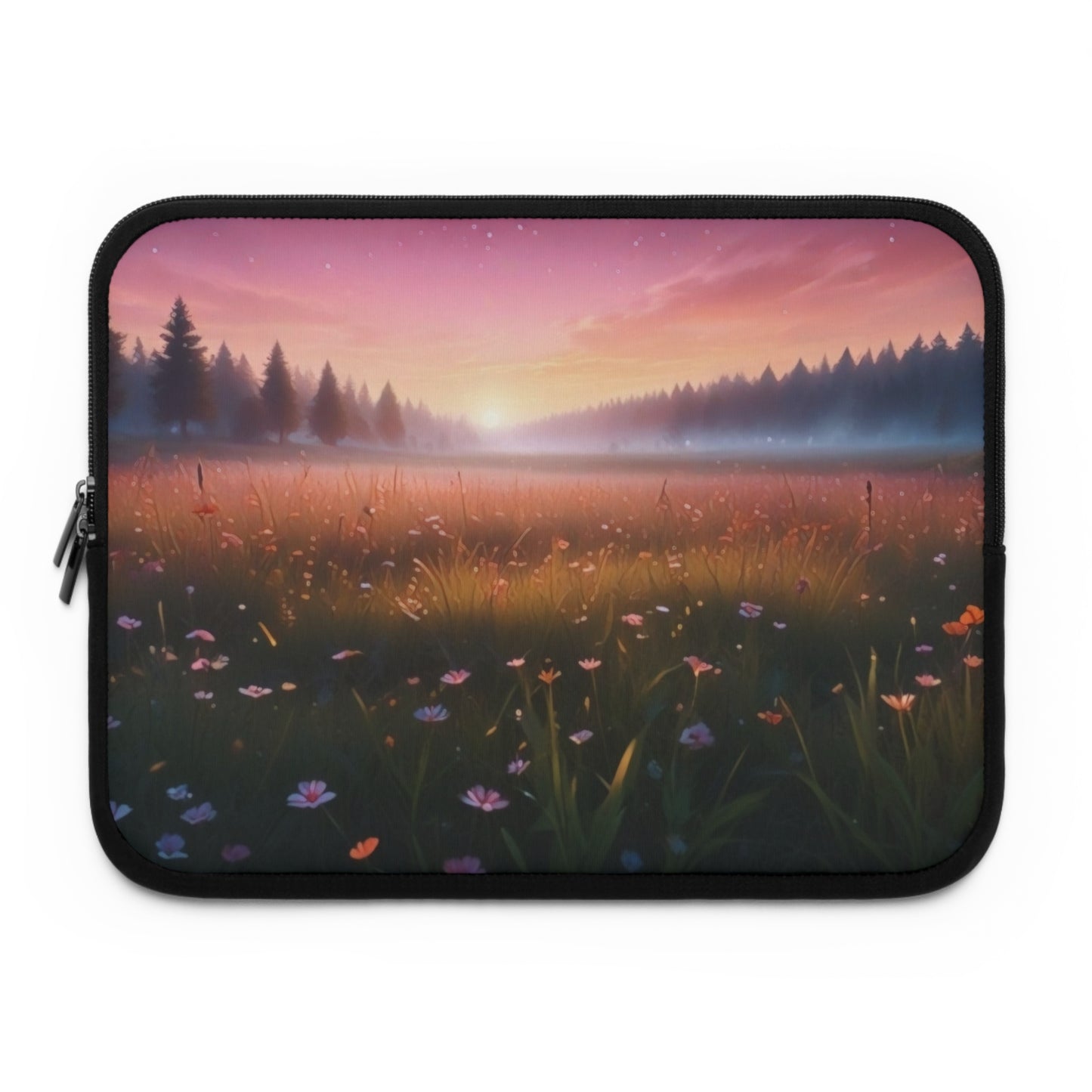 Laptop Sleeve Whisper of the Dawn Serene Meadow Sunrise Nature Scene