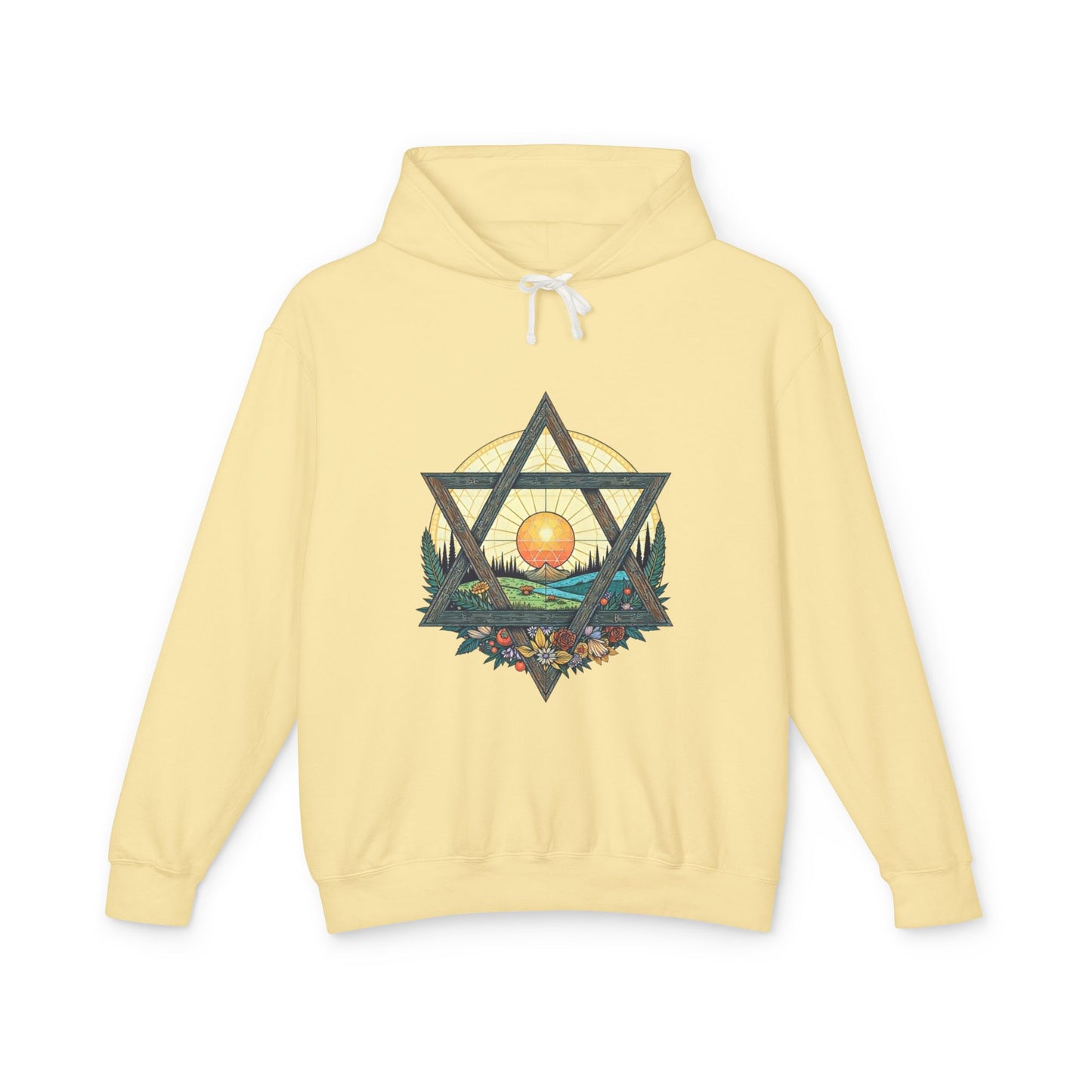 Jewish Floral Star of David Magen David Floral Landscape Hoodie Sweatshirt