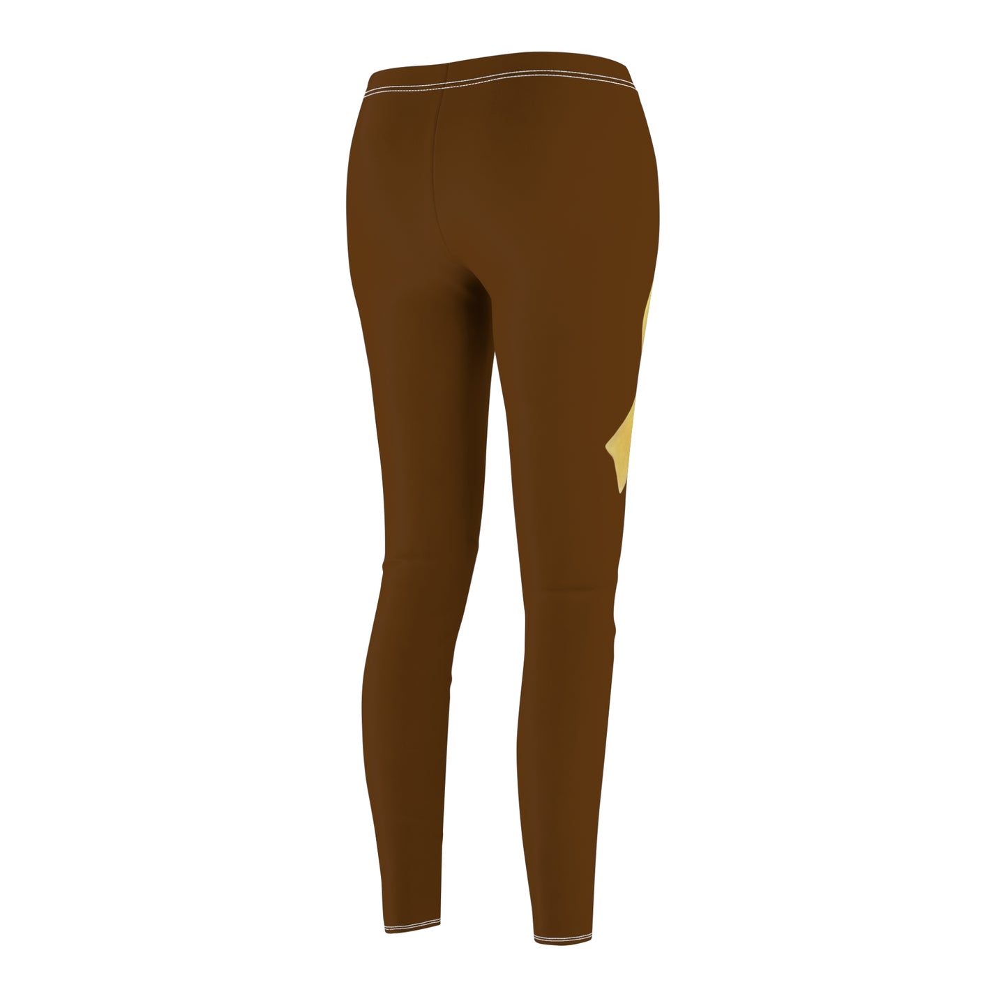 Women's Cut & Sew Casual Leggings, Brown - Yellow Ribbon 'Bring Them Home Now' Art, by Chaia Malana