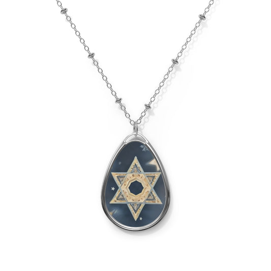 Art Necklace - Celestial Glow Star of David and Night Sky by Bullie Jean