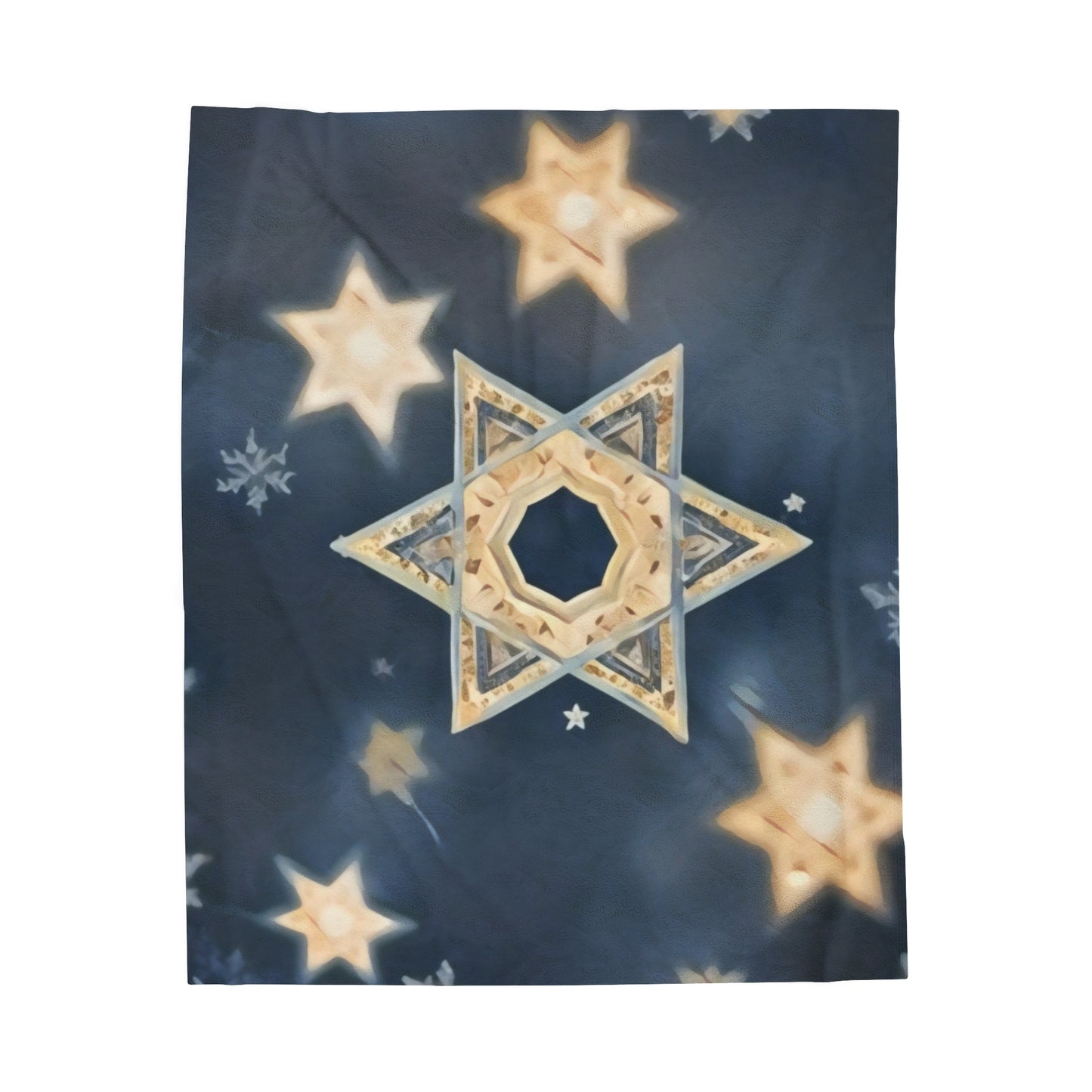 Plush Blanket - "Celestial Bloom" Cosmic Bloom Blue Lotus Galaxy Star of David Art Print