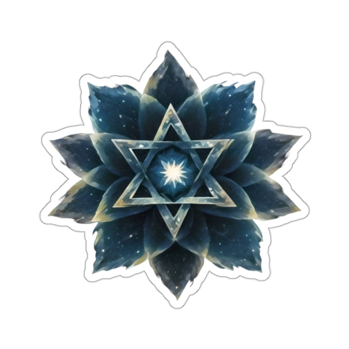 Sticker - "Cosmic Bloom" Blue Lotus Star of David Art Print