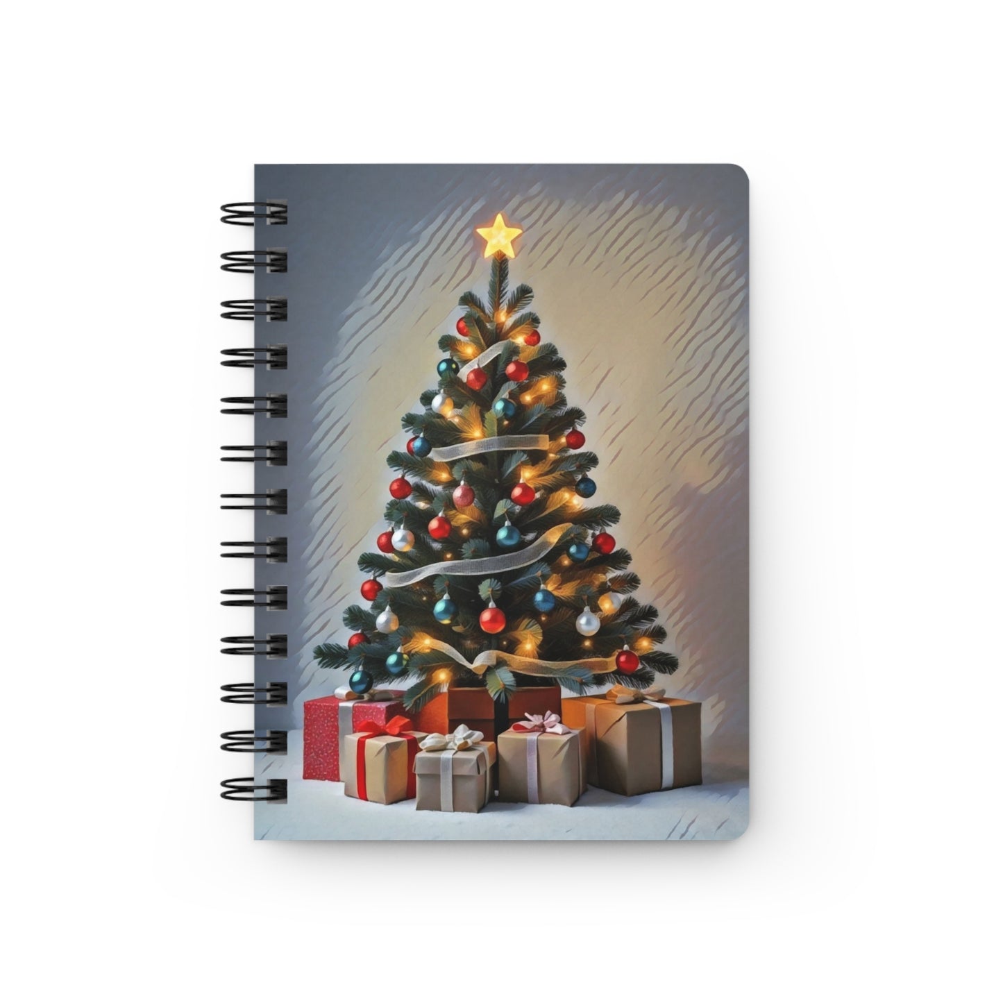 Spiral Bound Journal - Christmas Tree and Presents Art Print