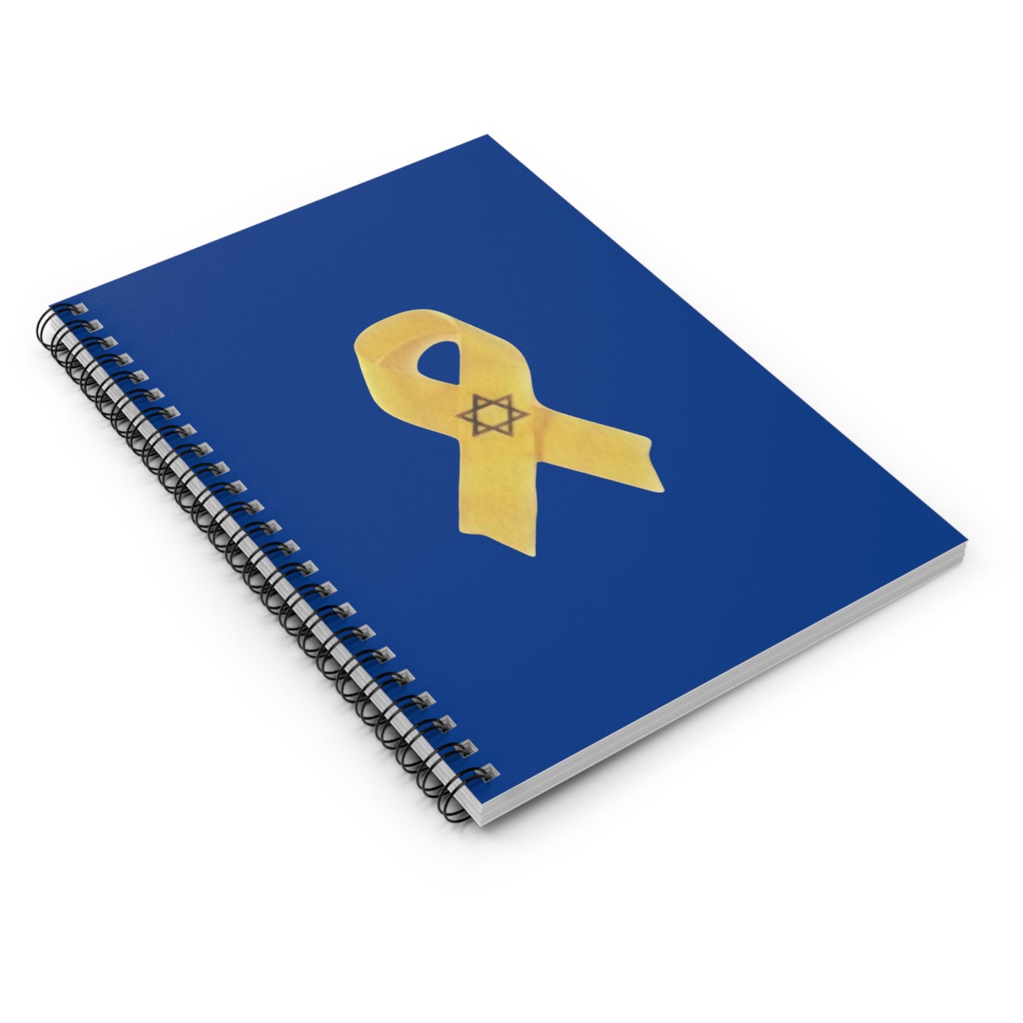 Spiral Notebook - Yellow Ribbon Art in Colored Pencil - Ruled Line, Dark Blue