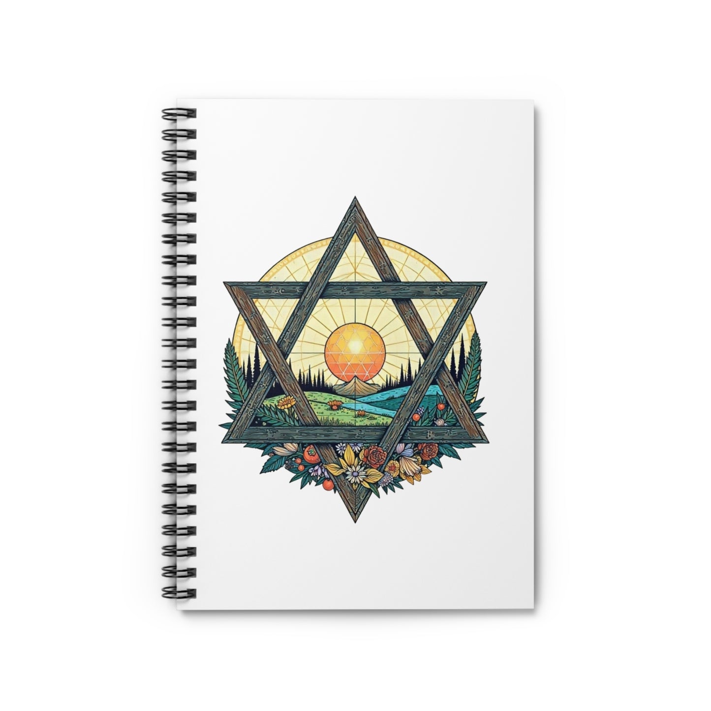 Spiral Notebook - Wood Star of David Landscape, Ruled Line