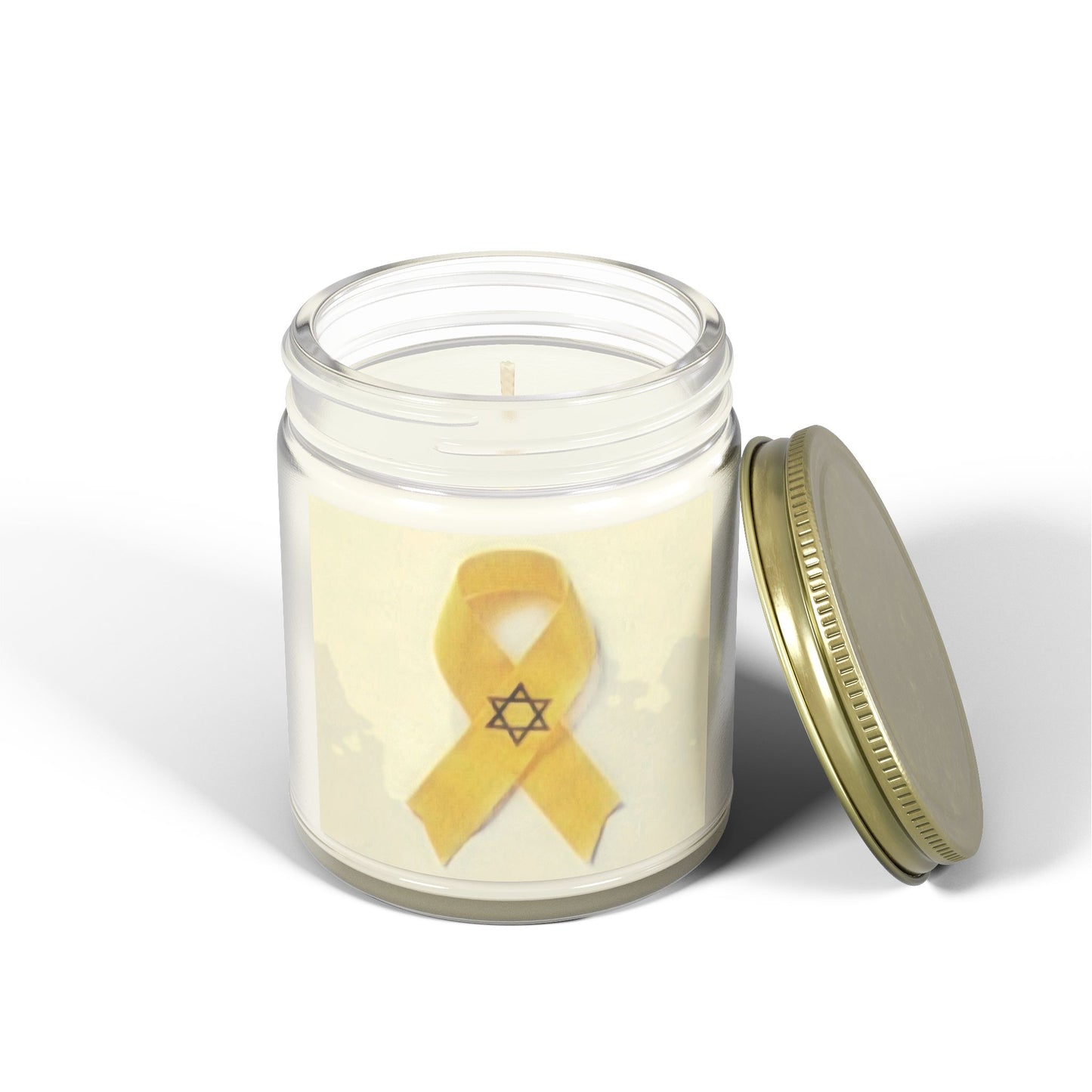 Scented Candles, Coconut Apricot Wax (4oz, 9oz) -- Yellow Awareness Ribbon Star of David Colored Pencil Art Print