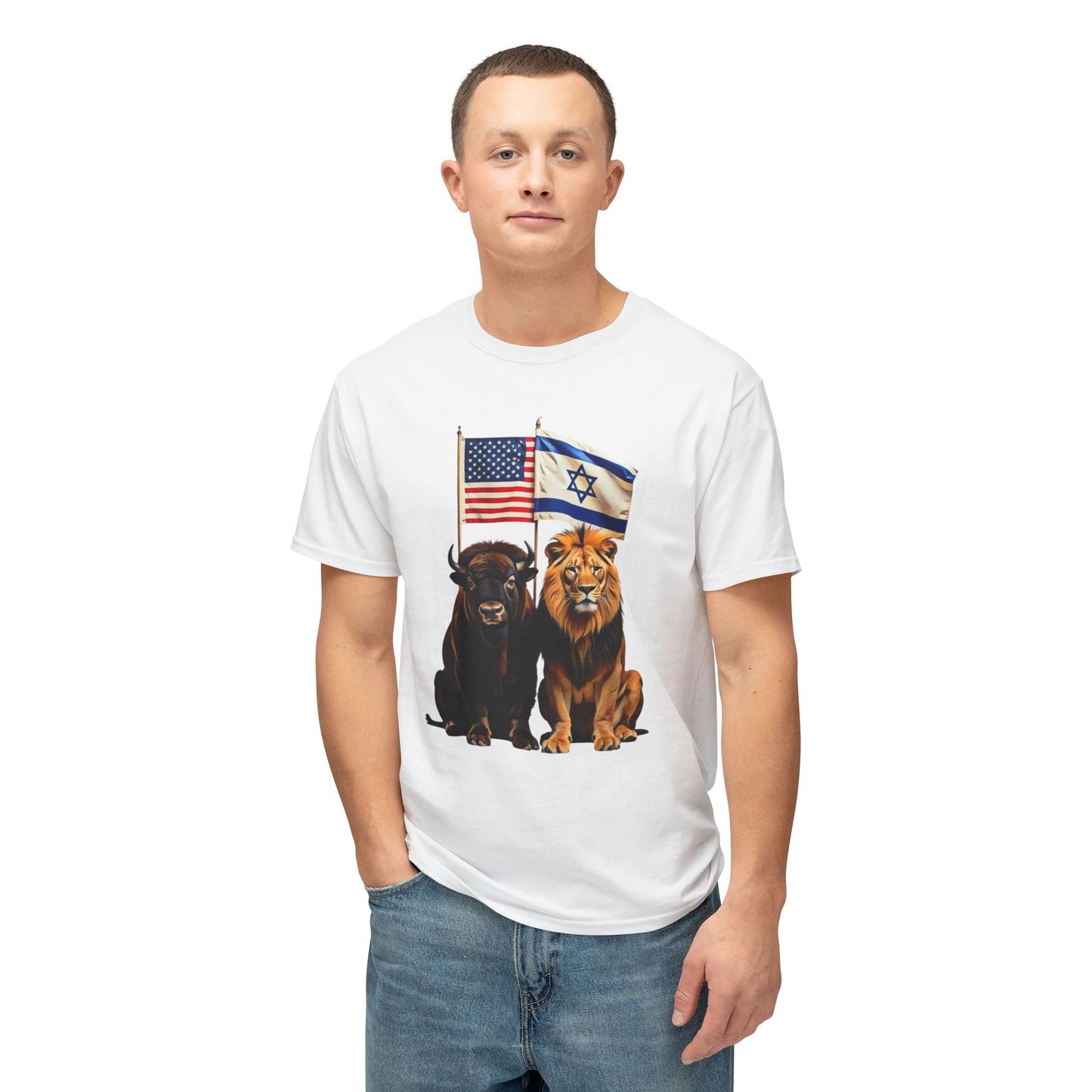 T-Shirt - Unity of Strength - Bison America and Lion Israel Art by Chaia Malana