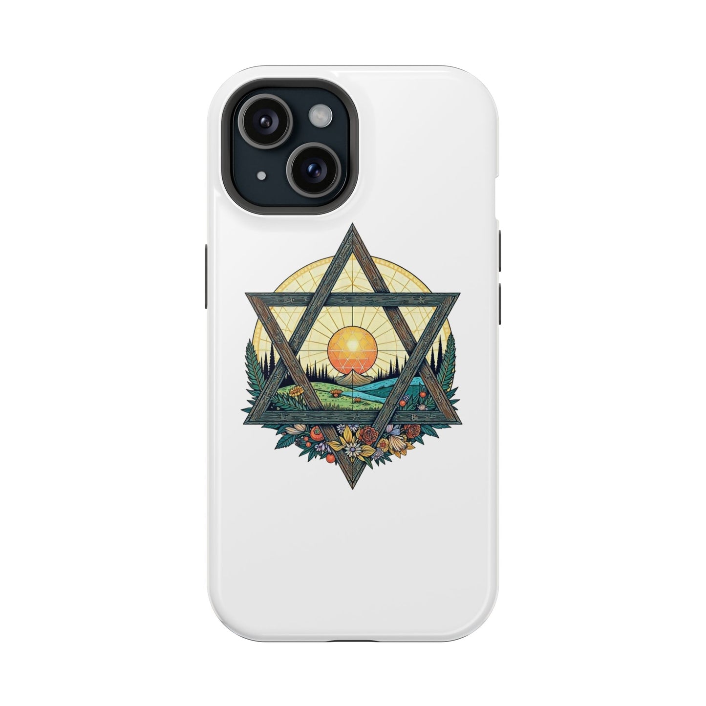 Phone Cases - Jewish Star of David Nature Landscape Design