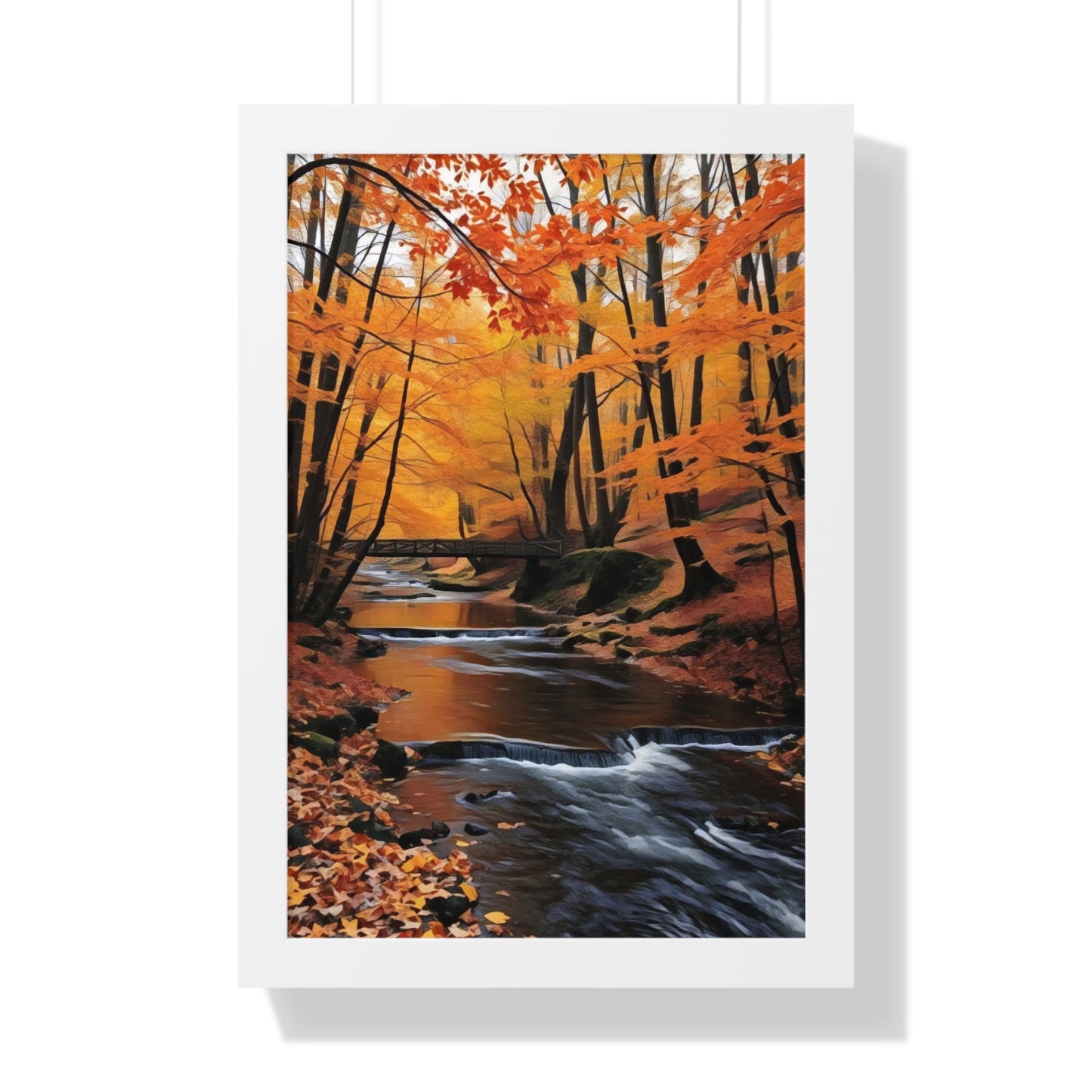 Artistic Framed Poster - Autumn Rocky Forest Waterfall, "Whispers of Autumn’s Flow" Chaia Malana