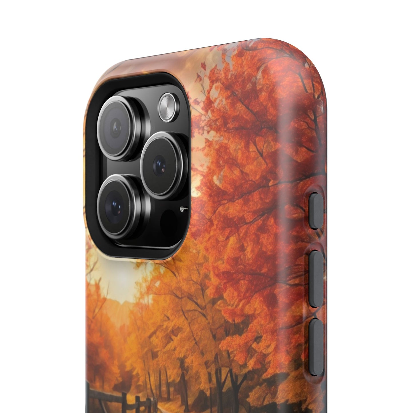 Phone Cases - Autumn Theme Painting of a Dirt Road with Trees and Wood Fence